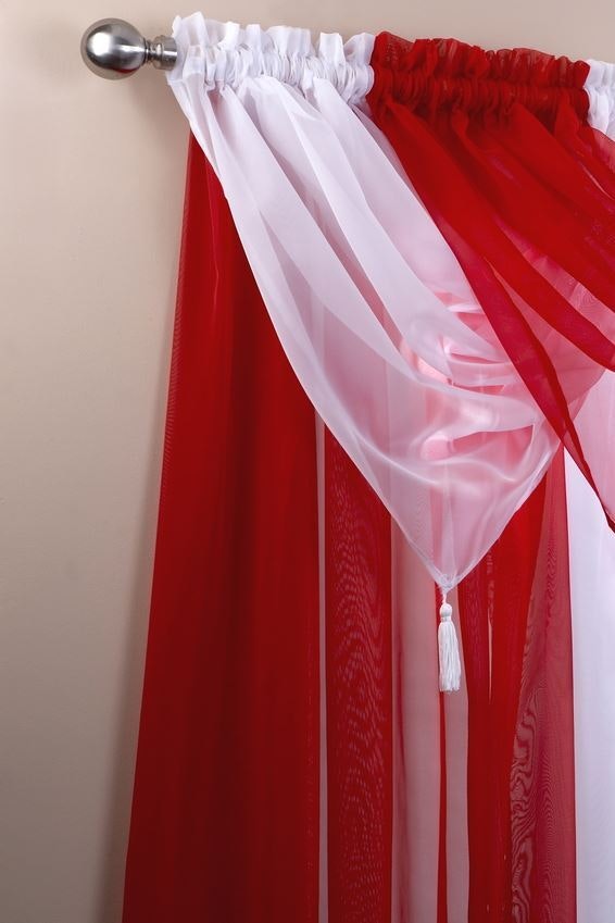 Rackhams Red Tassled Voile Swag Panel