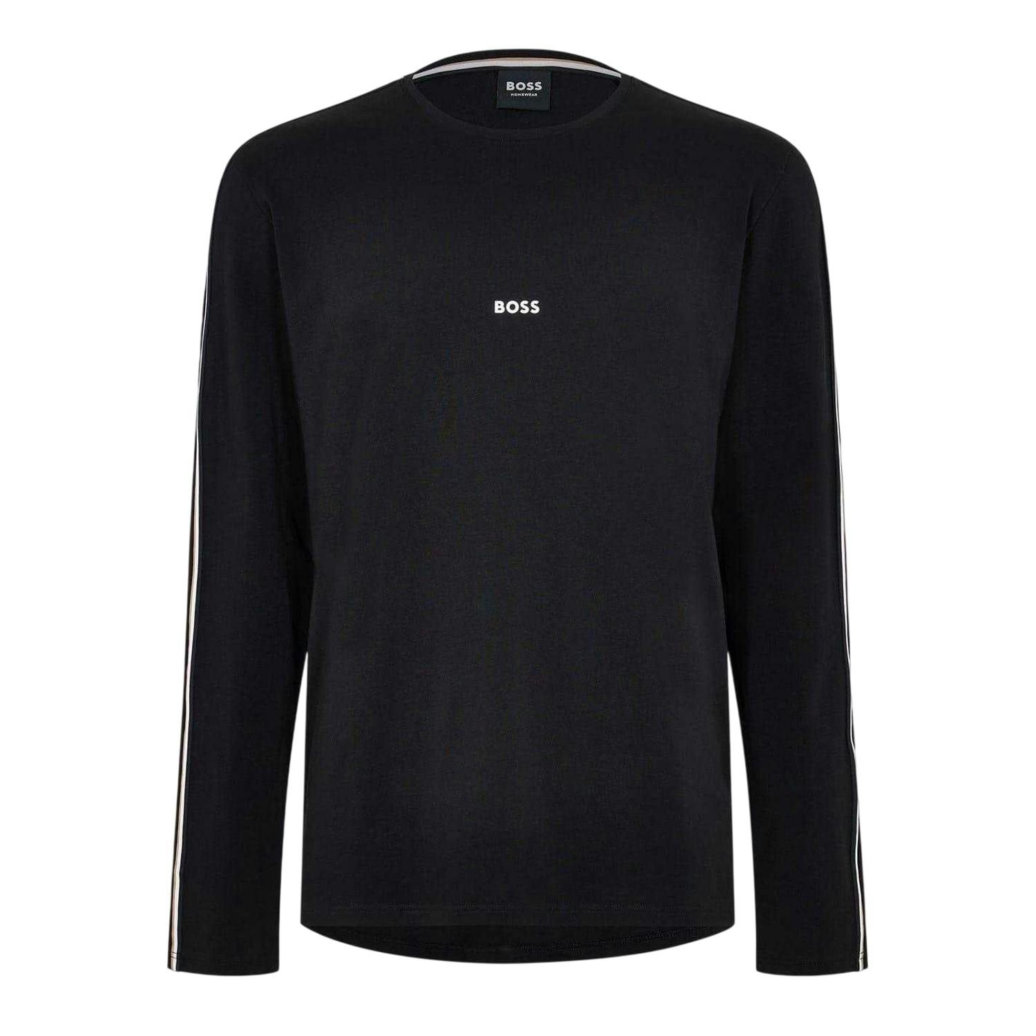 Boss Men's Black Unique Striped Jersey Long-Sleeved T-Shirt - S - 95% Cotton/5% Elastane