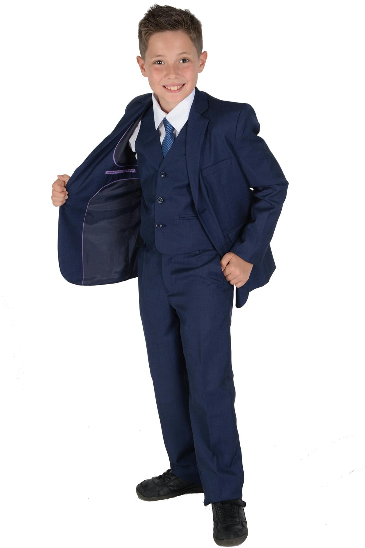 Cinda Dark/Blue/White 5 Piece Suits Wedding Pageboy Party Prom - 4-5 Years