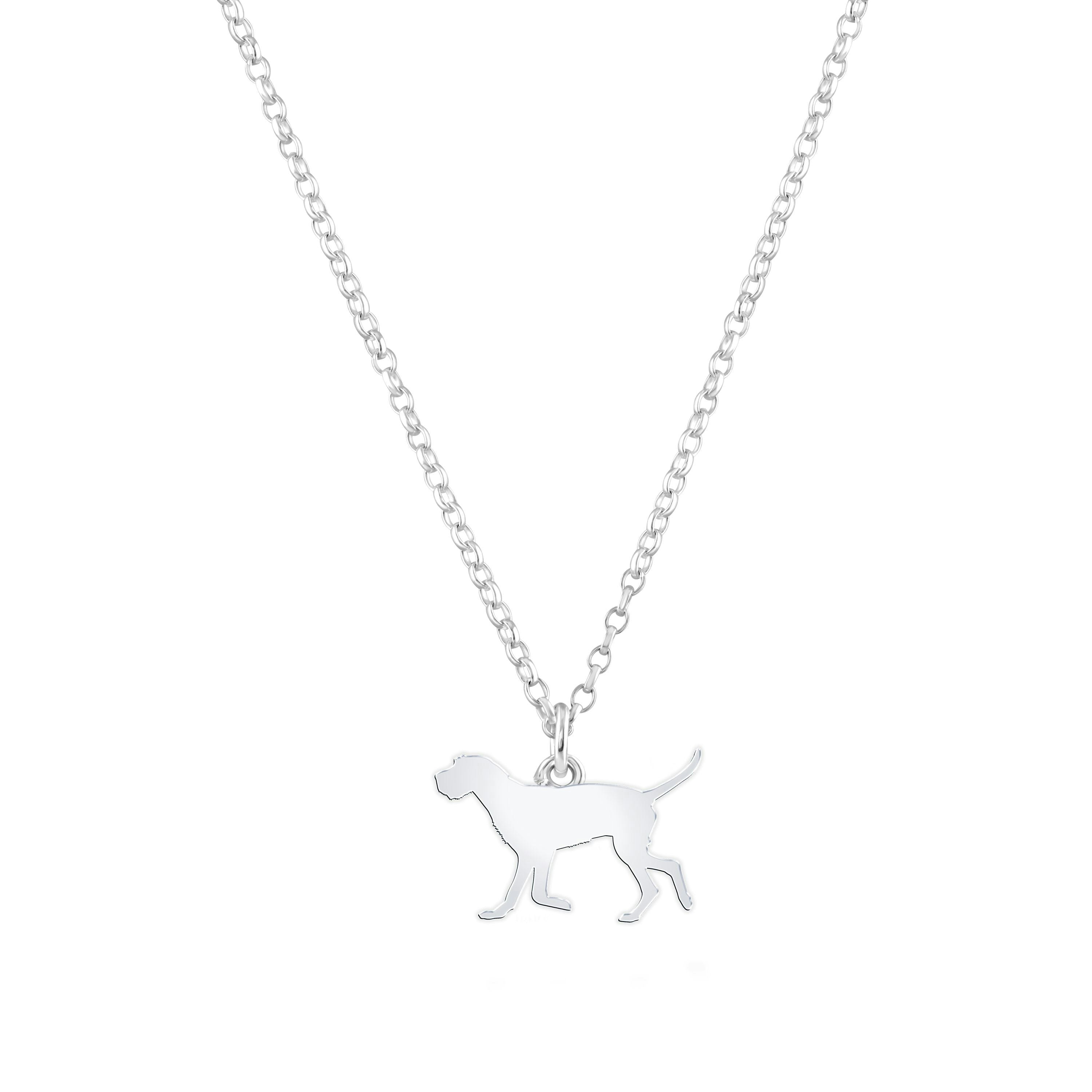 Mylee London Silver Wirehaired Vizsla Silhouette Necklace - Personalised - No