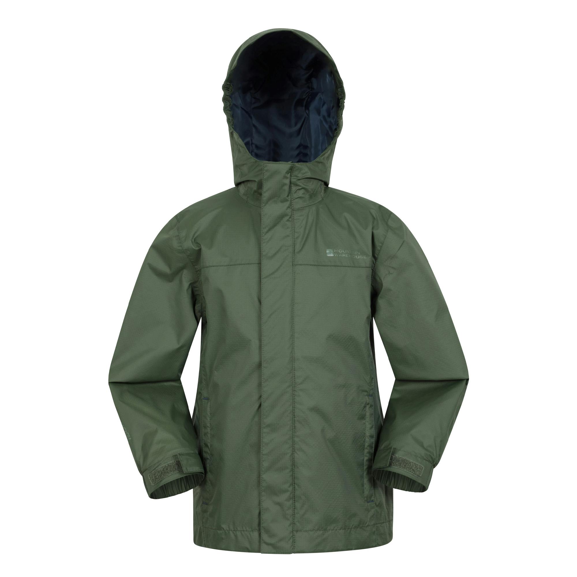 Mountain Warehouse Green Childrens/Kids Torrent Taped Seam Waterproof Jacket - 13 Years - 100% Nylon