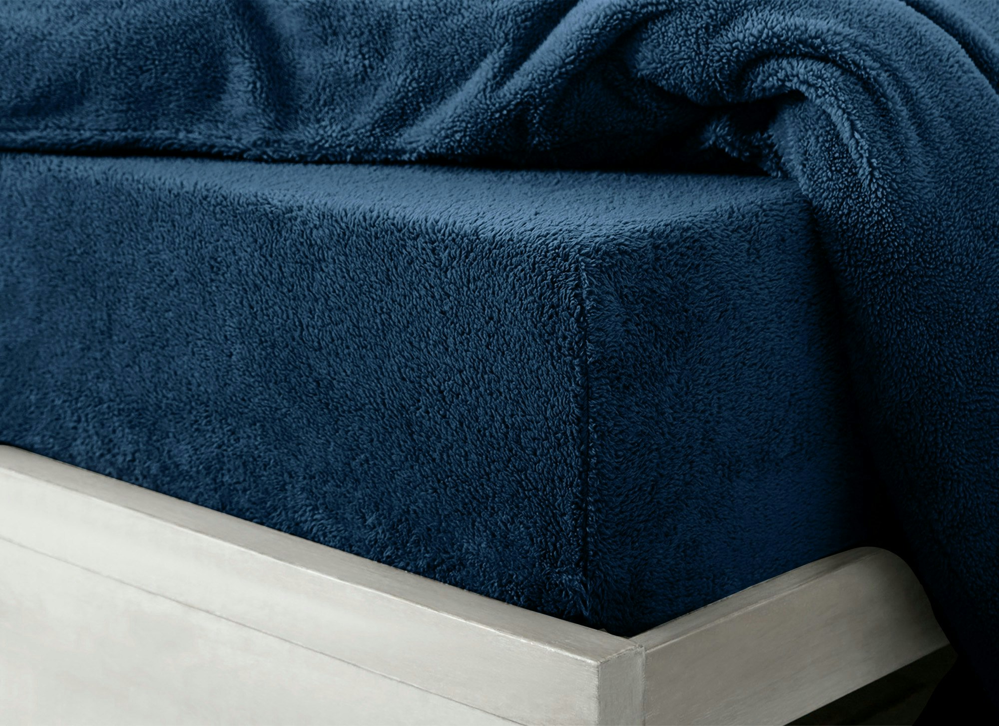 Rackhams Teddy Fleece Warm And Cosy Fitted Sheet - Navy - Super King