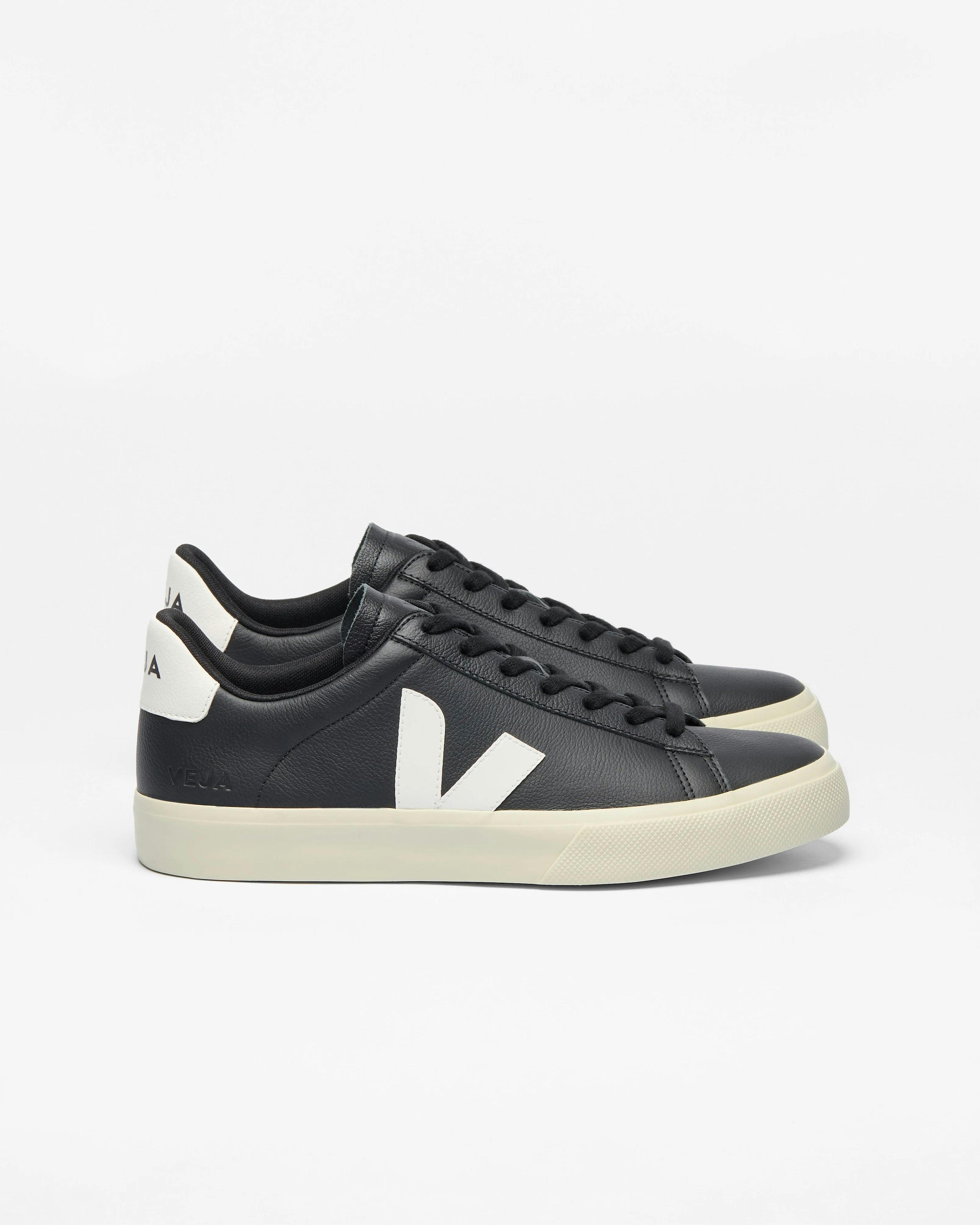 Veja Women's Black/White Campo Leather Trainers - Uk6 Eu39 Us8
