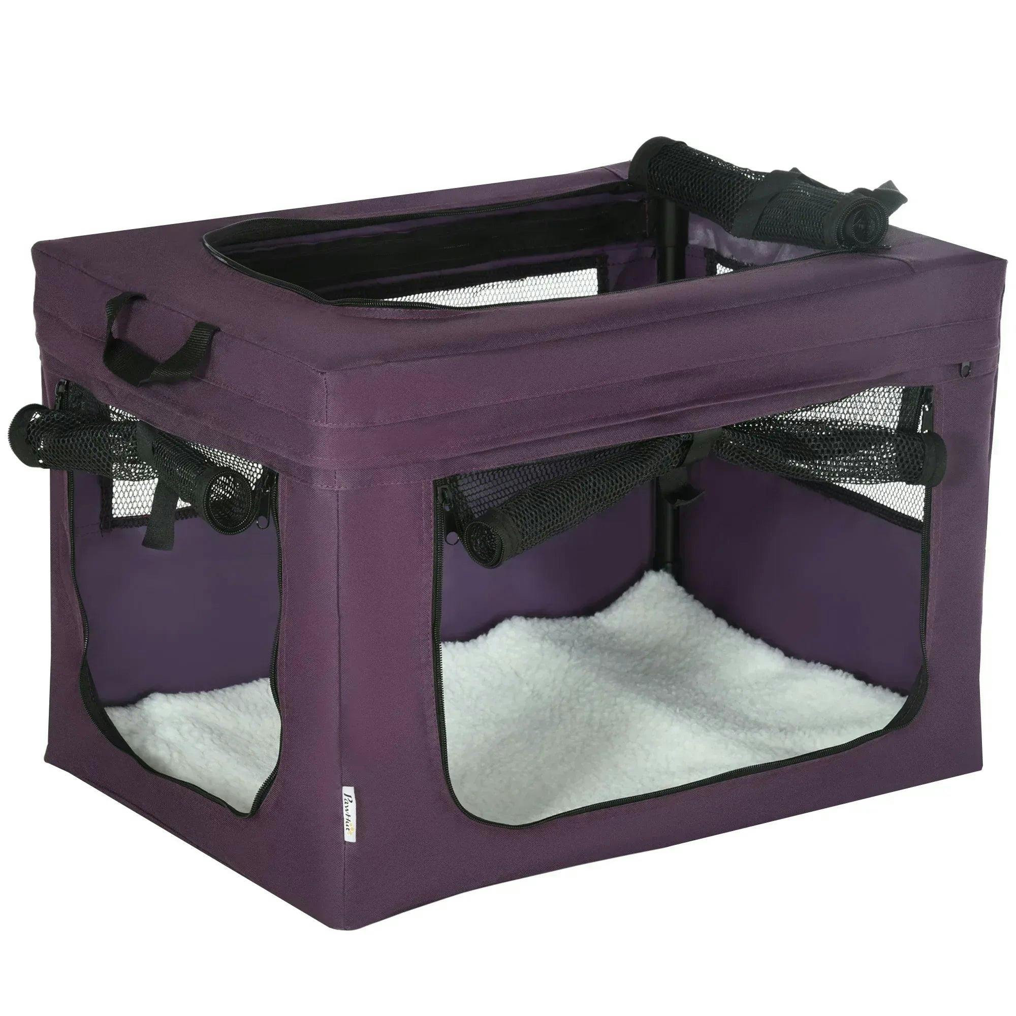 Pawhut Unisex Purple Foldable Pet Carrier, Portable Pet Travel Bag For Medium Dogs In - Image 6