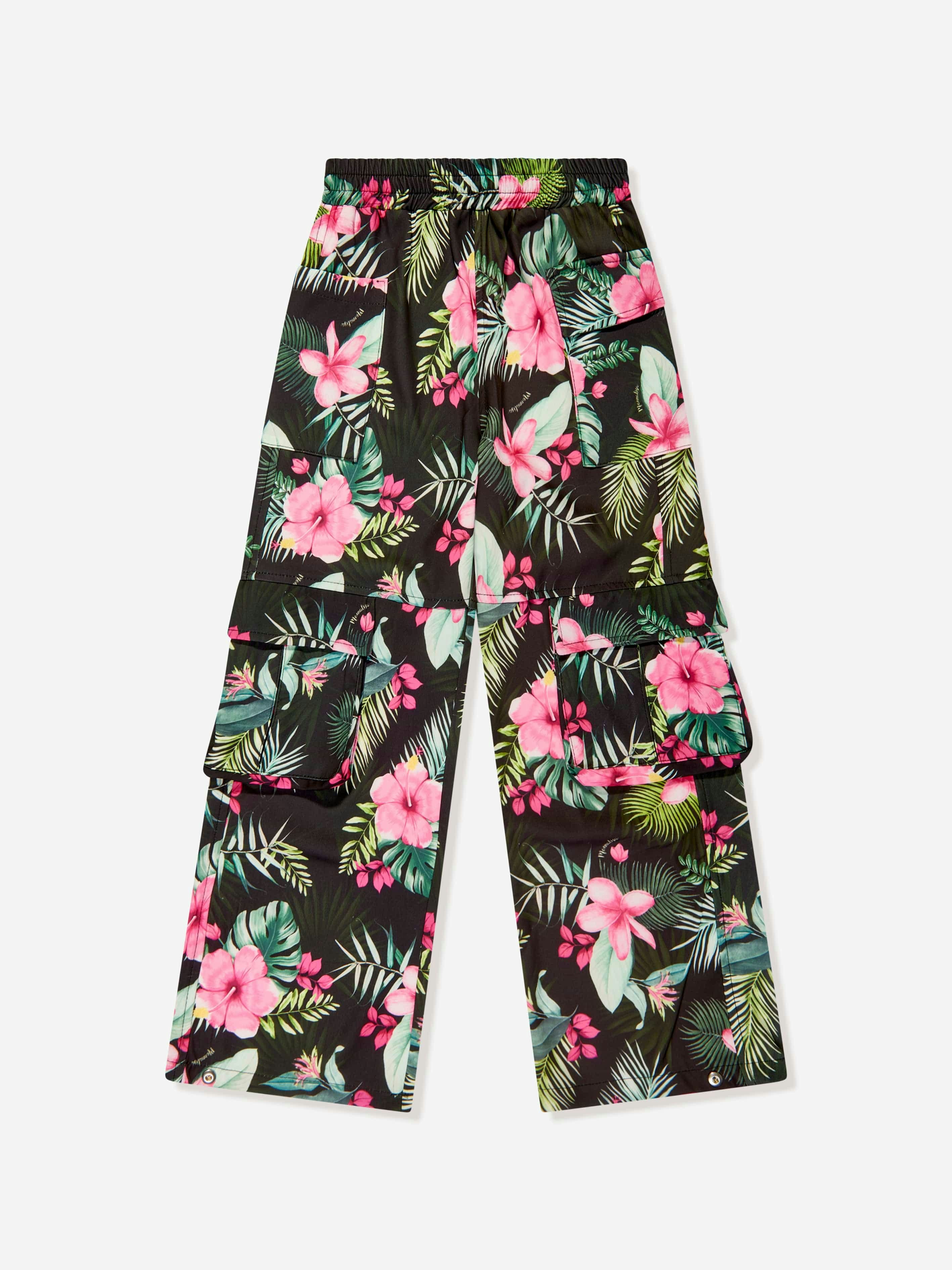 Monnalisa Girls Black Jungle Cargo Trousers In - 12 Yrs