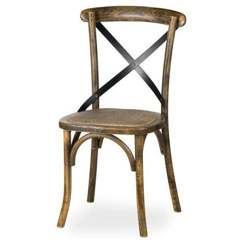 Rackhams Brown Cross Oak Dining Chair - One Size - 90% Wood/10% Metal