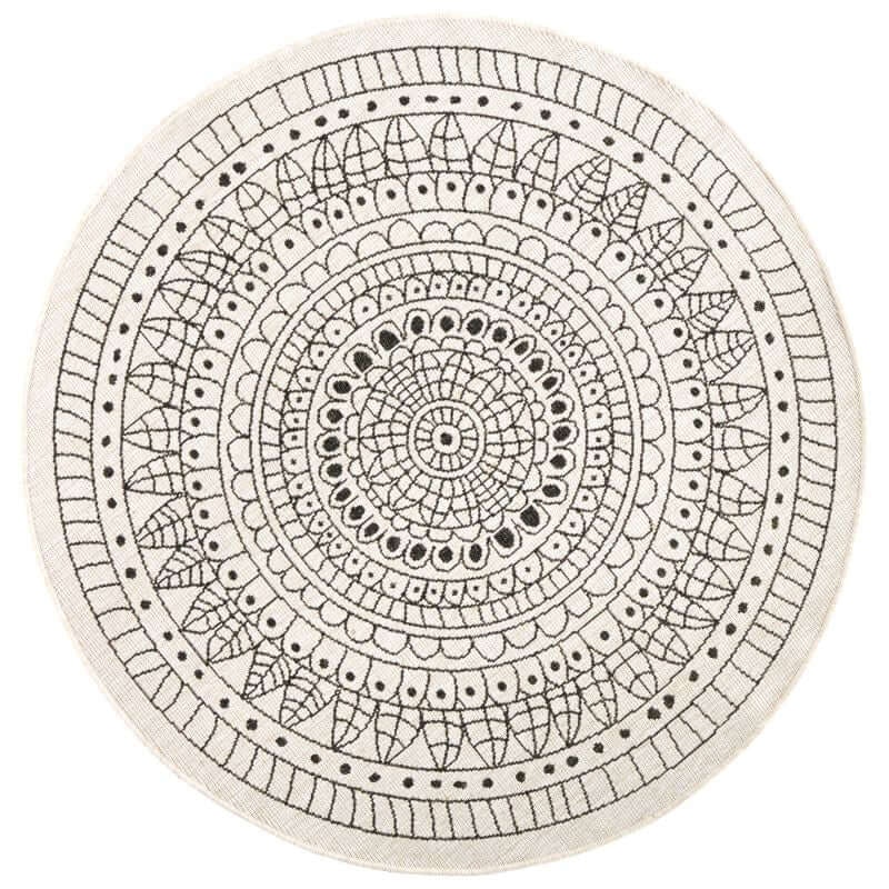 Rackhams Black Porto Round Reversible Rug Indoor-Outdoor - Ø 200 Cm