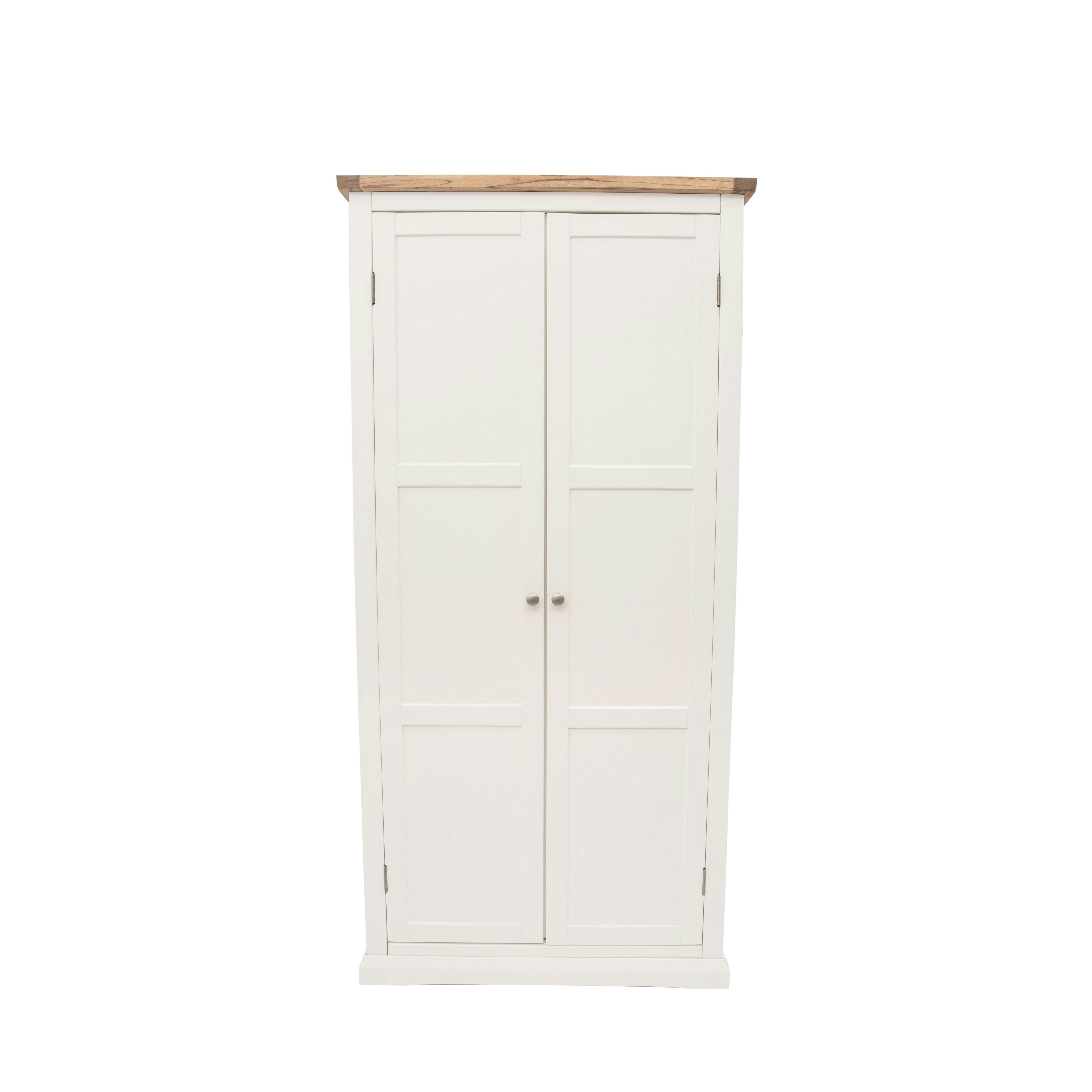 Rackhams White Cosenza 2 Door Wardrobe Chrome Knob - Off