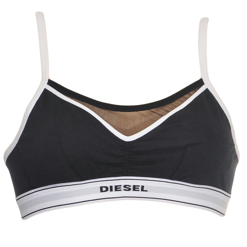Diesel Black Lavy Cotton Bralette, - S