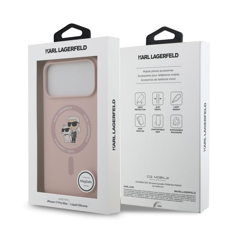 Karl Lagerfeld Pink Liquid Silicone Karl And Choupette With Magsafe Case For Iphone 17 Pro Max 6.9" - Klhmp17lscmkcrhp