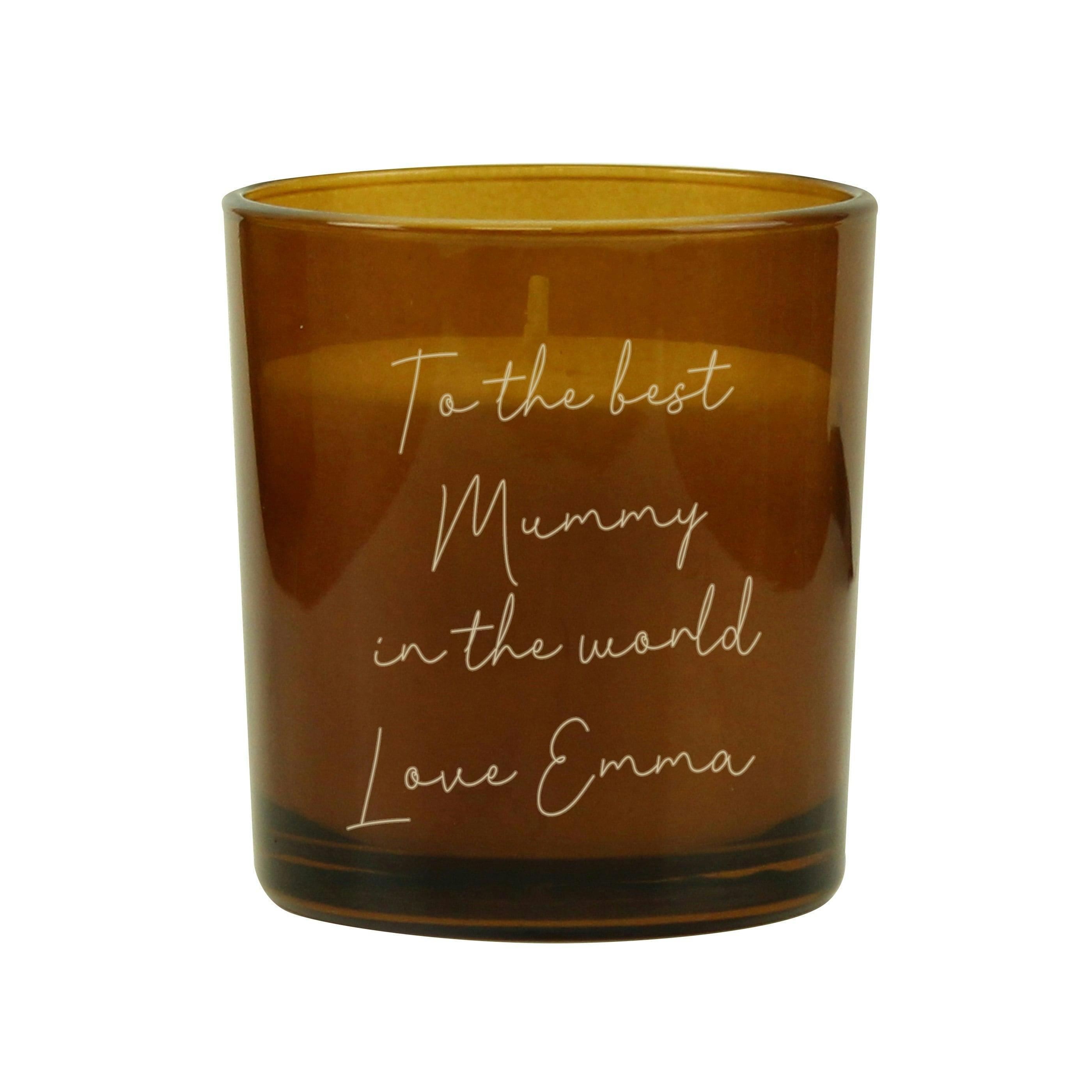Personalised Memento Company Amber Personalised Engraved Message Glass Candle