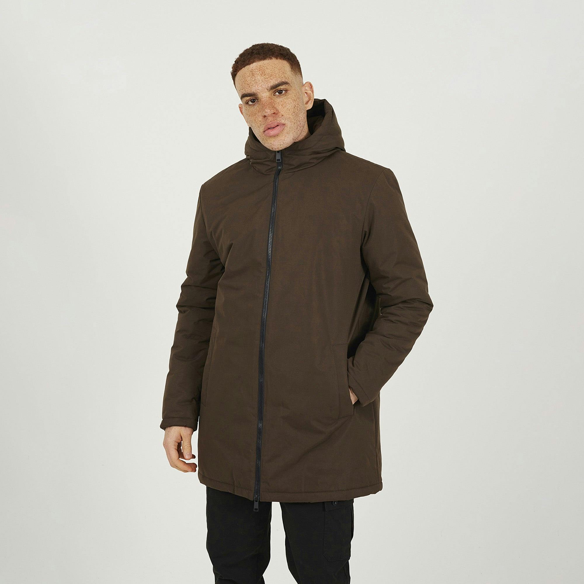 Brave Soul Brown Padded Zip Through Mac Coat - S