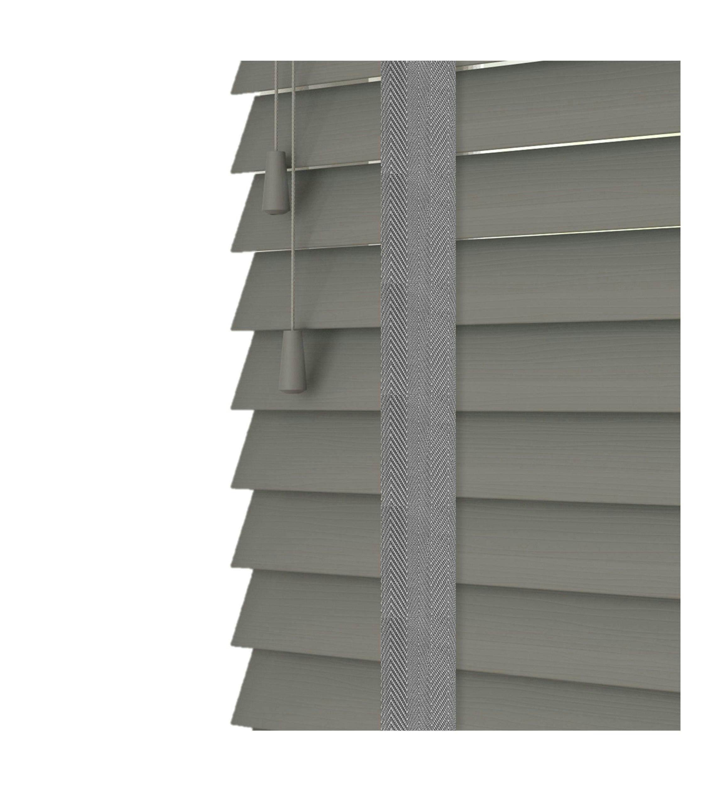 Newedgeblinds Grey Smooth Faux Wood Venetian Blinds With Tapes (130Cm Drop) - 160Cm