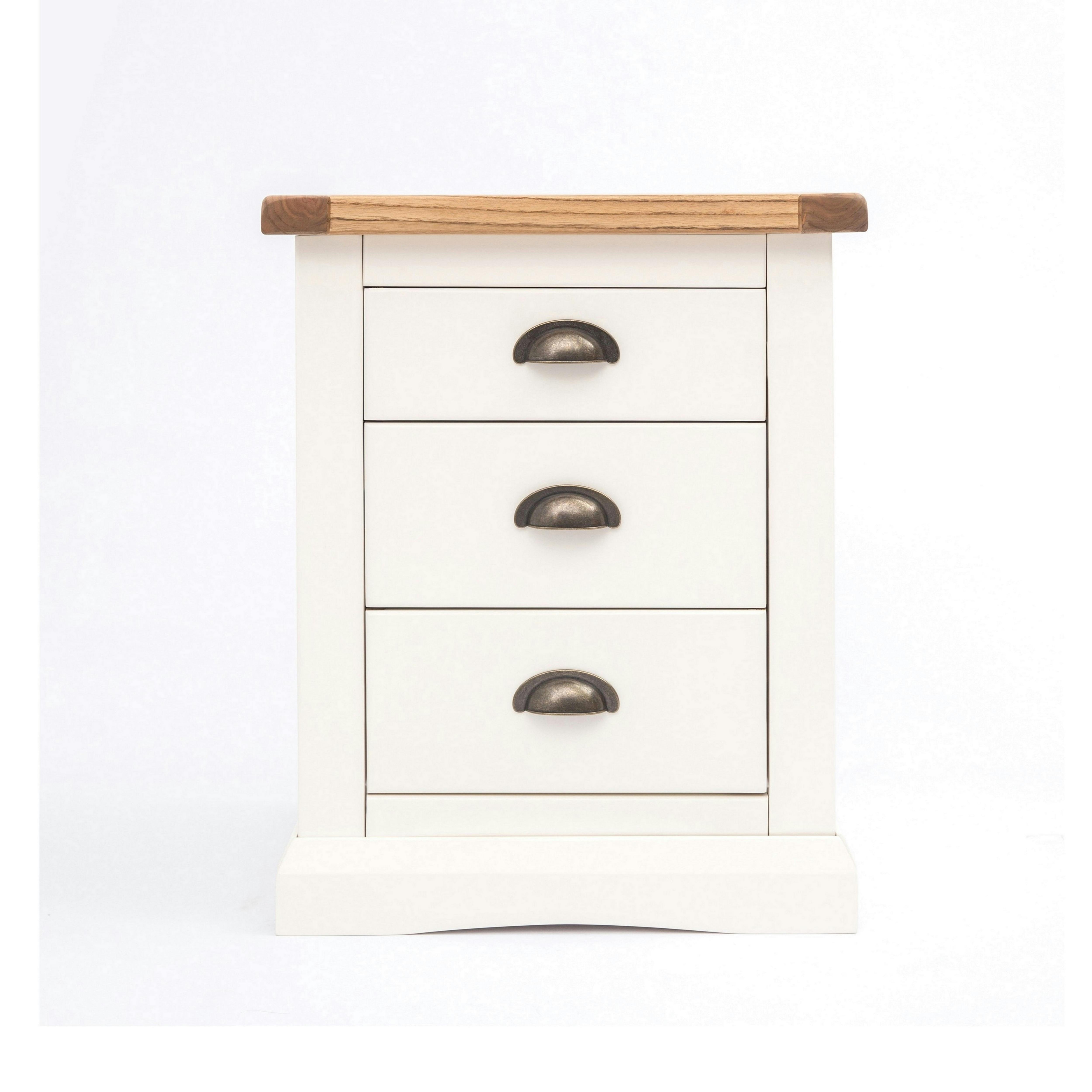 Cabinet Bits White Cosenza 3 Drawer Bedside Table - Off