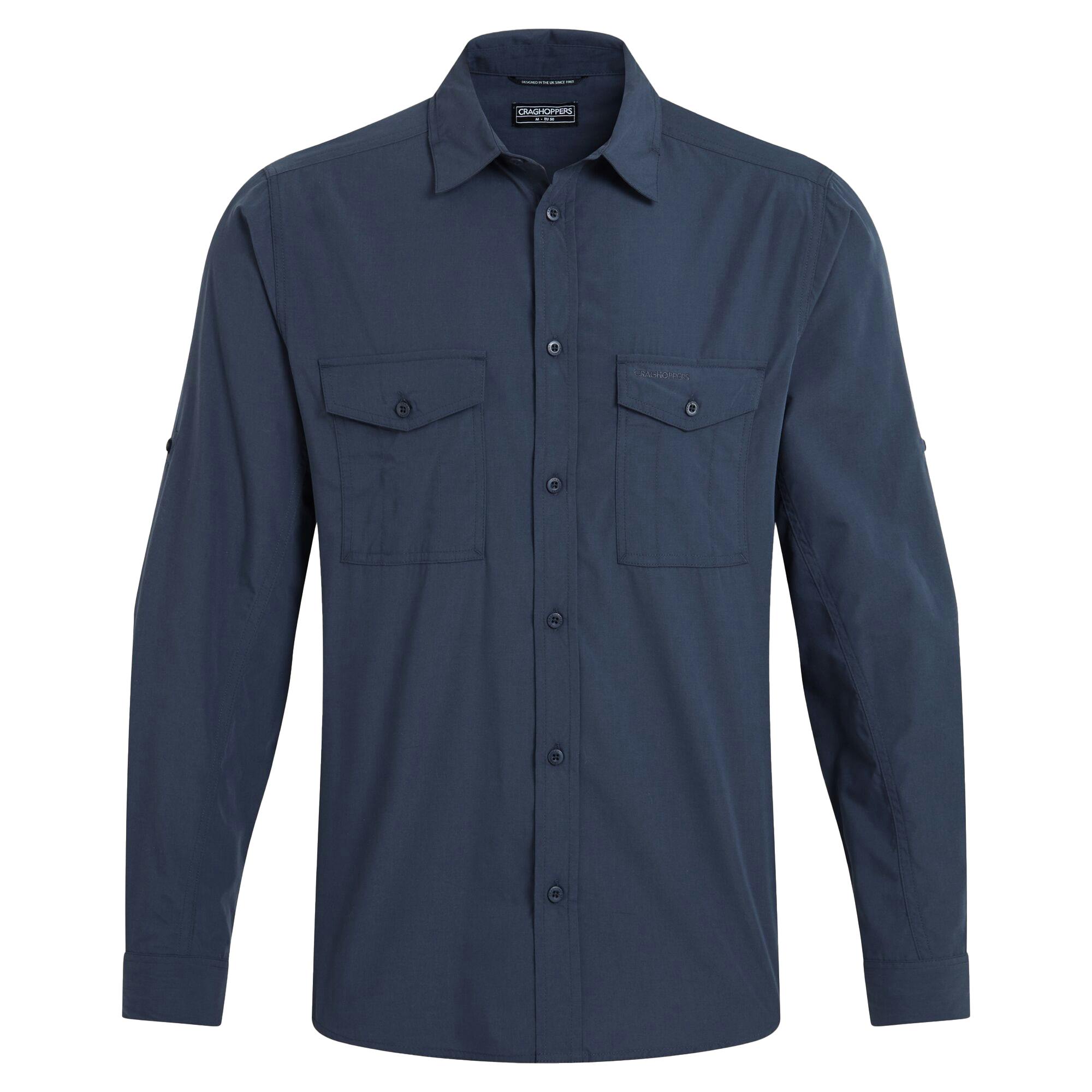 Craghoppers Men's Blue Kiwi Ii Long-Sleeved Shirt - Ombre - L - Ombre - 65% Recycled Polyester/35% Recycled Cotton