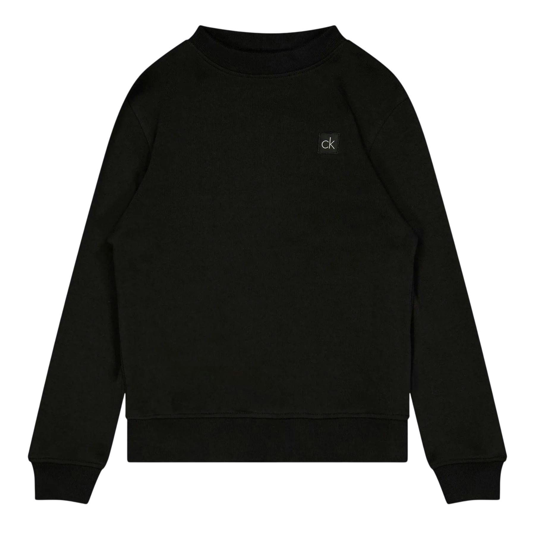 Calvin Klein Black/Silver Kids Embroidered Logo Golf Sweatshirt - 7-8 Years - 71% Cotton/29% Recycled Polyester