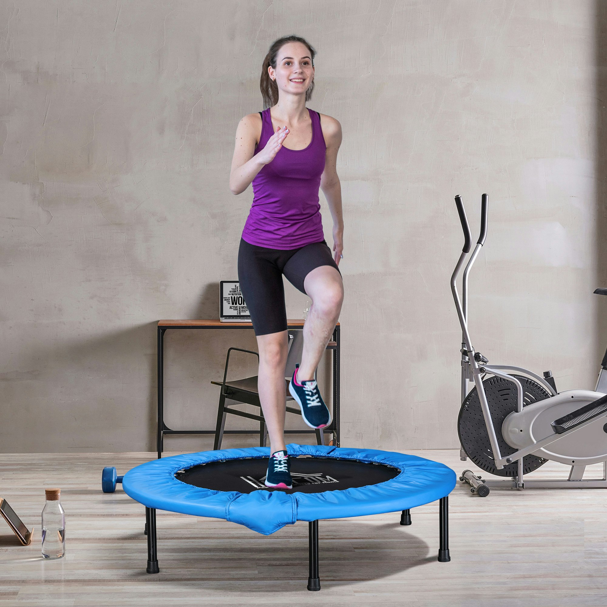 B&Q - Dia. 101Cm Fitness Trampoline ExerciseMax Load 100 KgBlue Black - Image 2