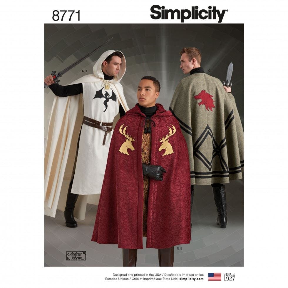 Simplicity Men's Sewing Pattern 8771, Costumes For One Size - Intermediate - One Size
