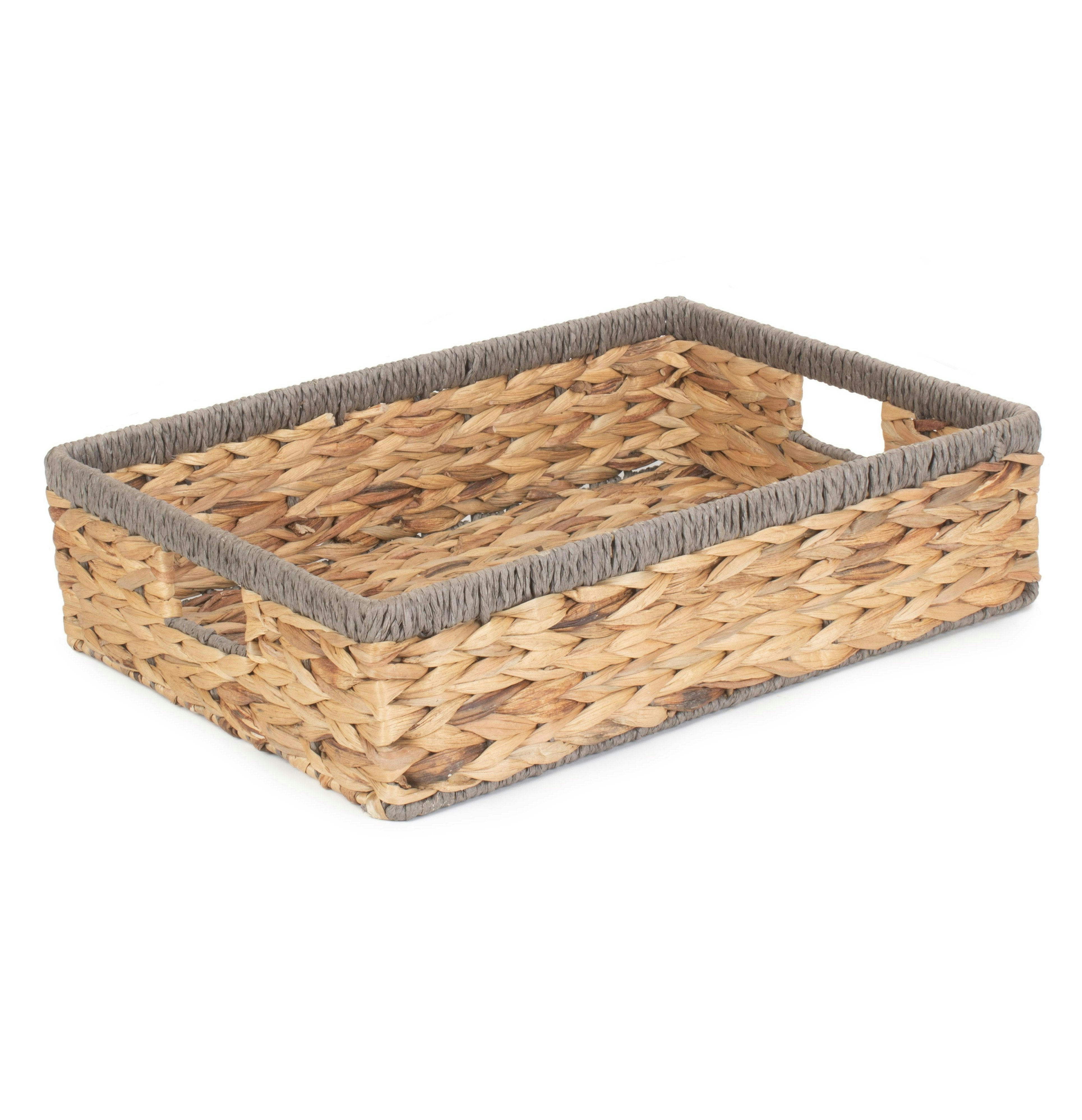 Rackhams Grey Rope Border Rectangular Water Hyacinth Tray - Large