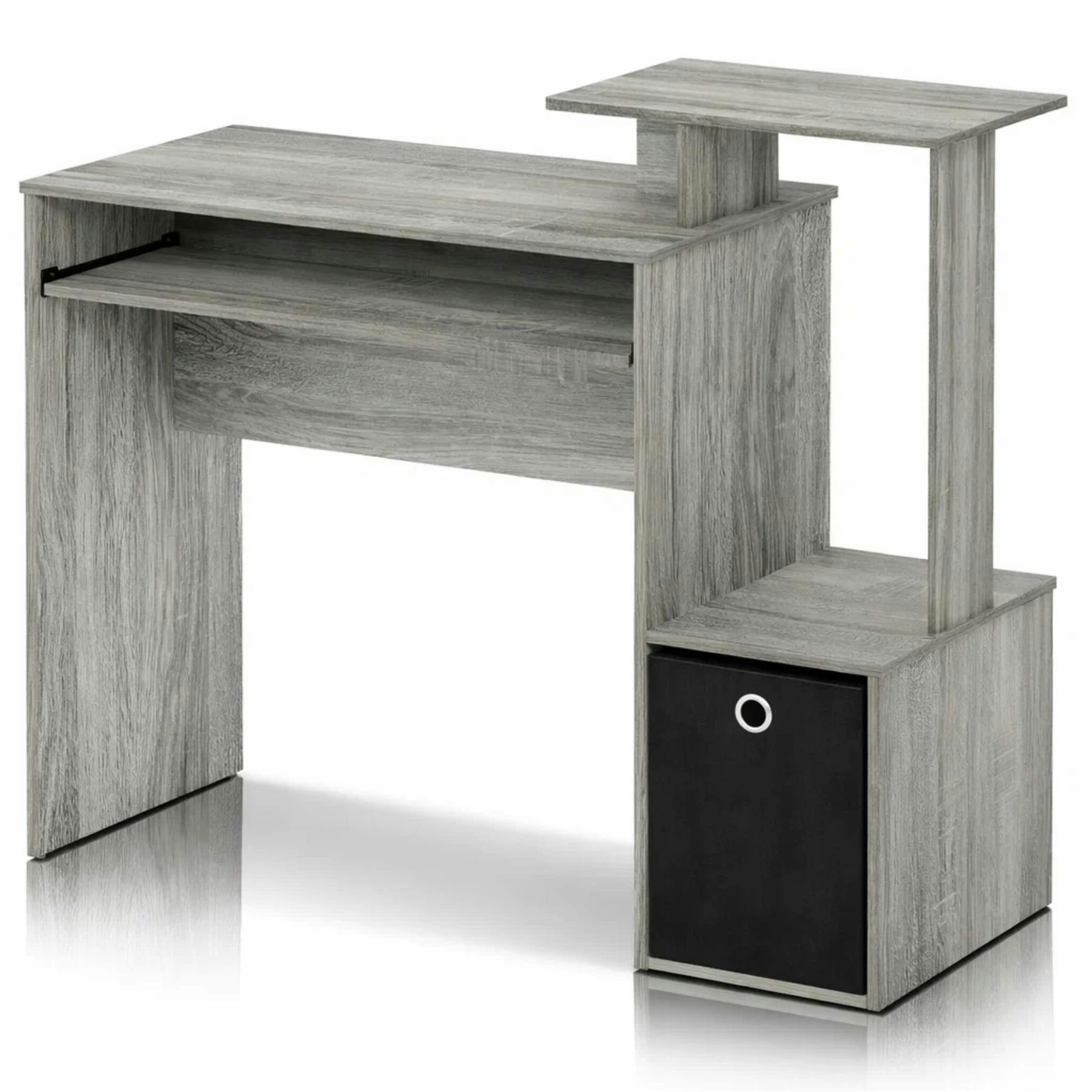 Walplus Grey Econ Multipurpose Home Office Computer Writing Desk W/Bin, French Oak Crafted For Practical Use And Stylish Living Spaces