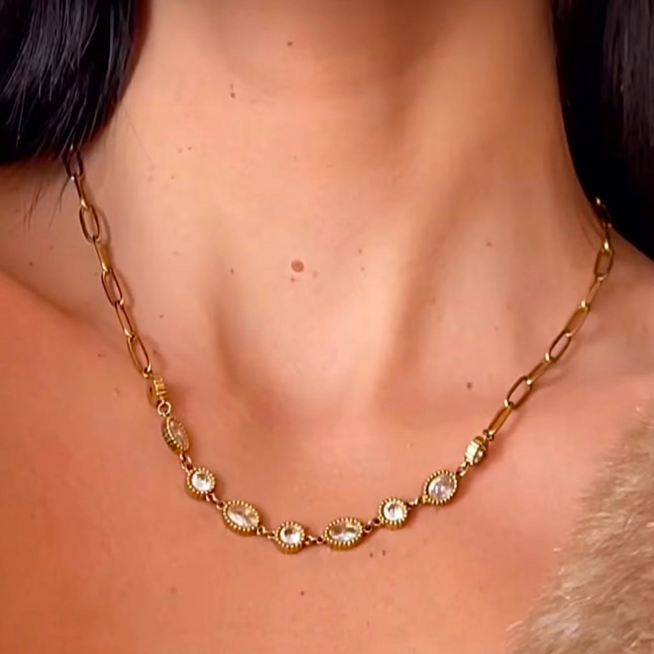 Luxe Tones Gold Mellie Luxe 18Ct Plated Jewelled Necklace