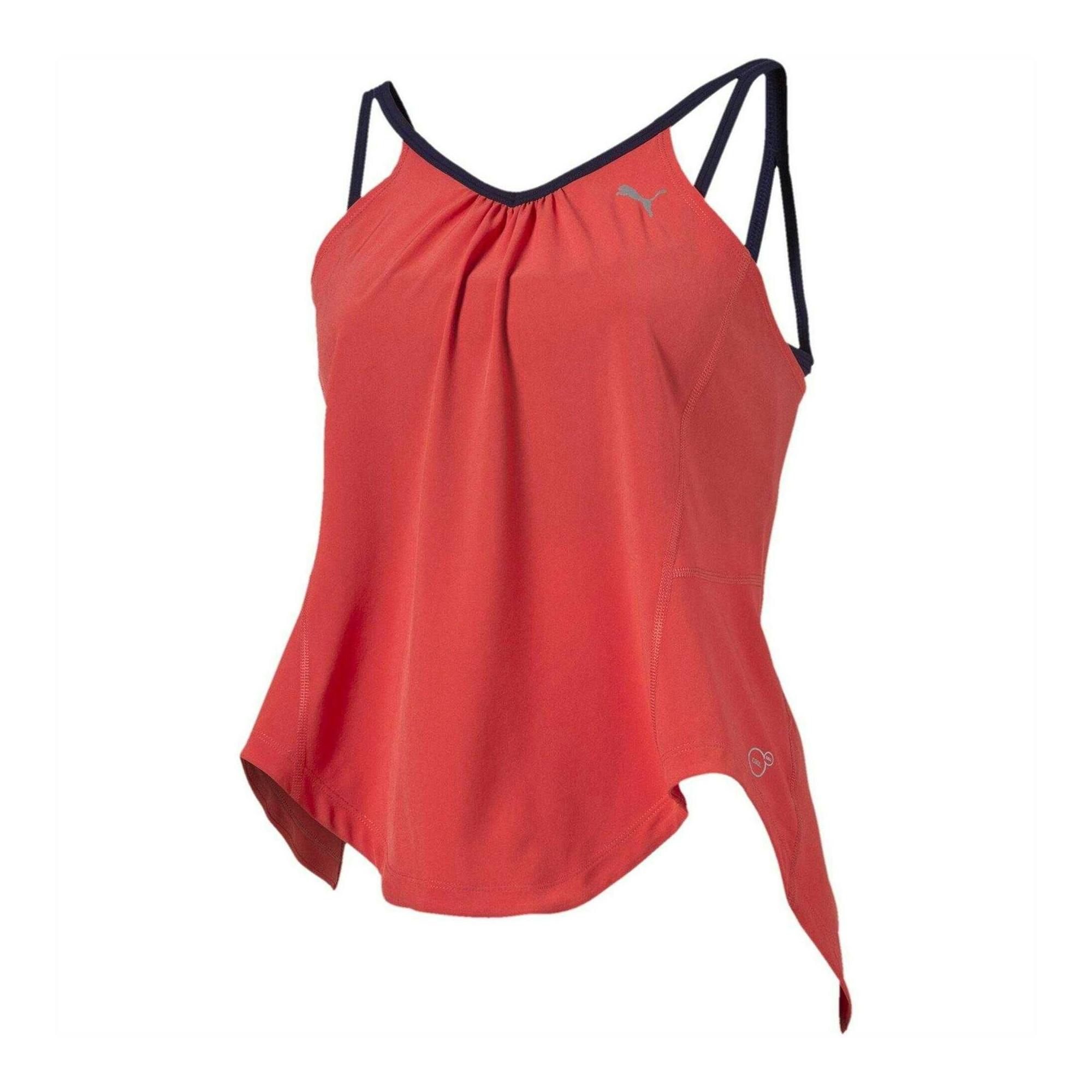 Puma Women's Red Fitted Sleeveless Tank Top - 16 Uk - 100% Mixed