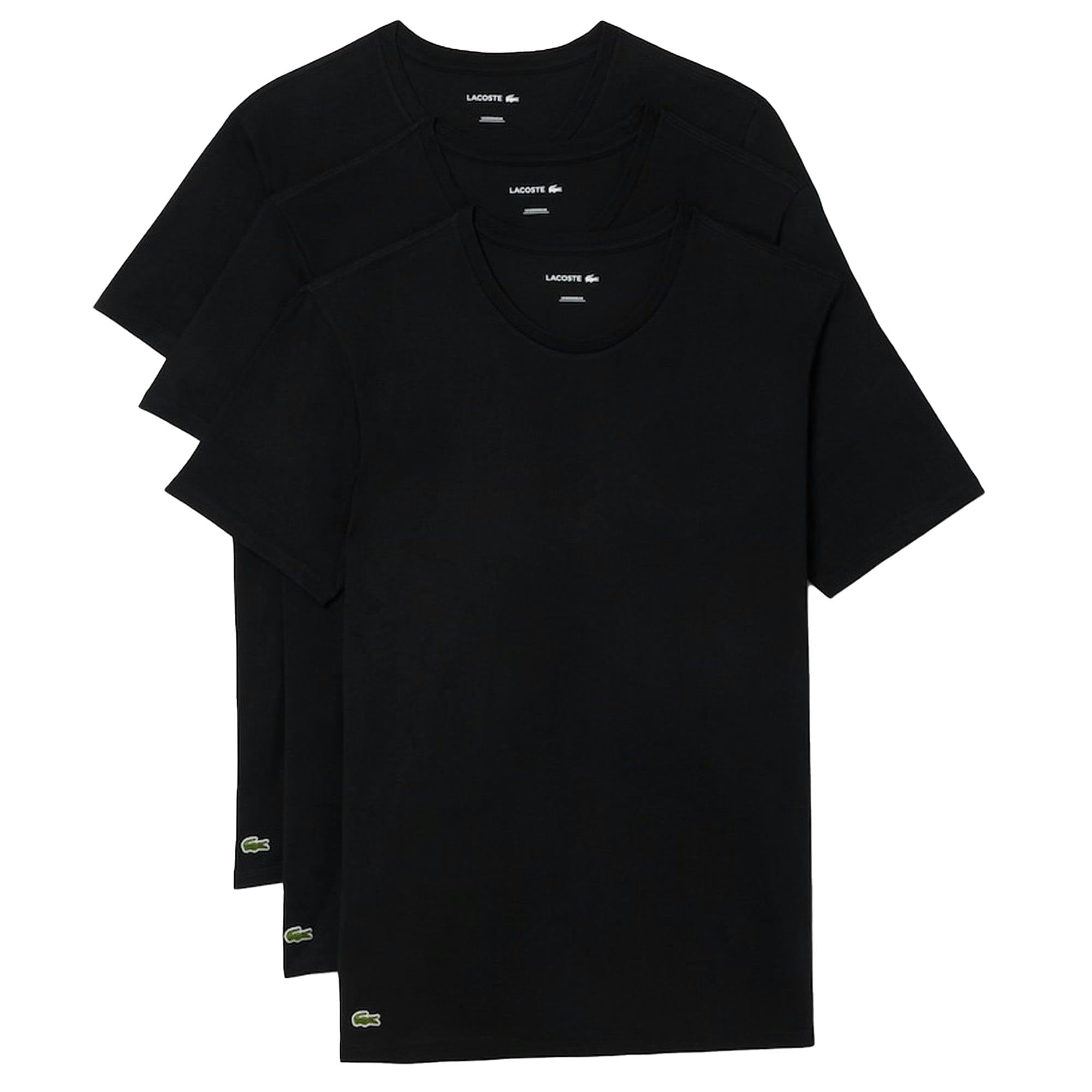 Lacoste Black 3 Pack Lounge Cotton T-Shirts /Black/ - S