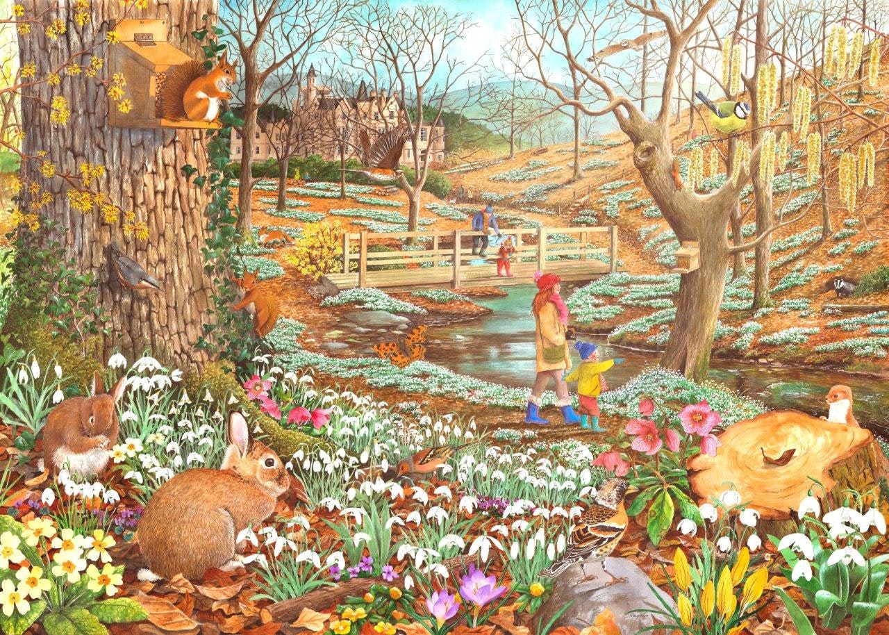 The House Of Puzzles Snowdrop Walk - Big 500 Piece Jigsaw Puzzle