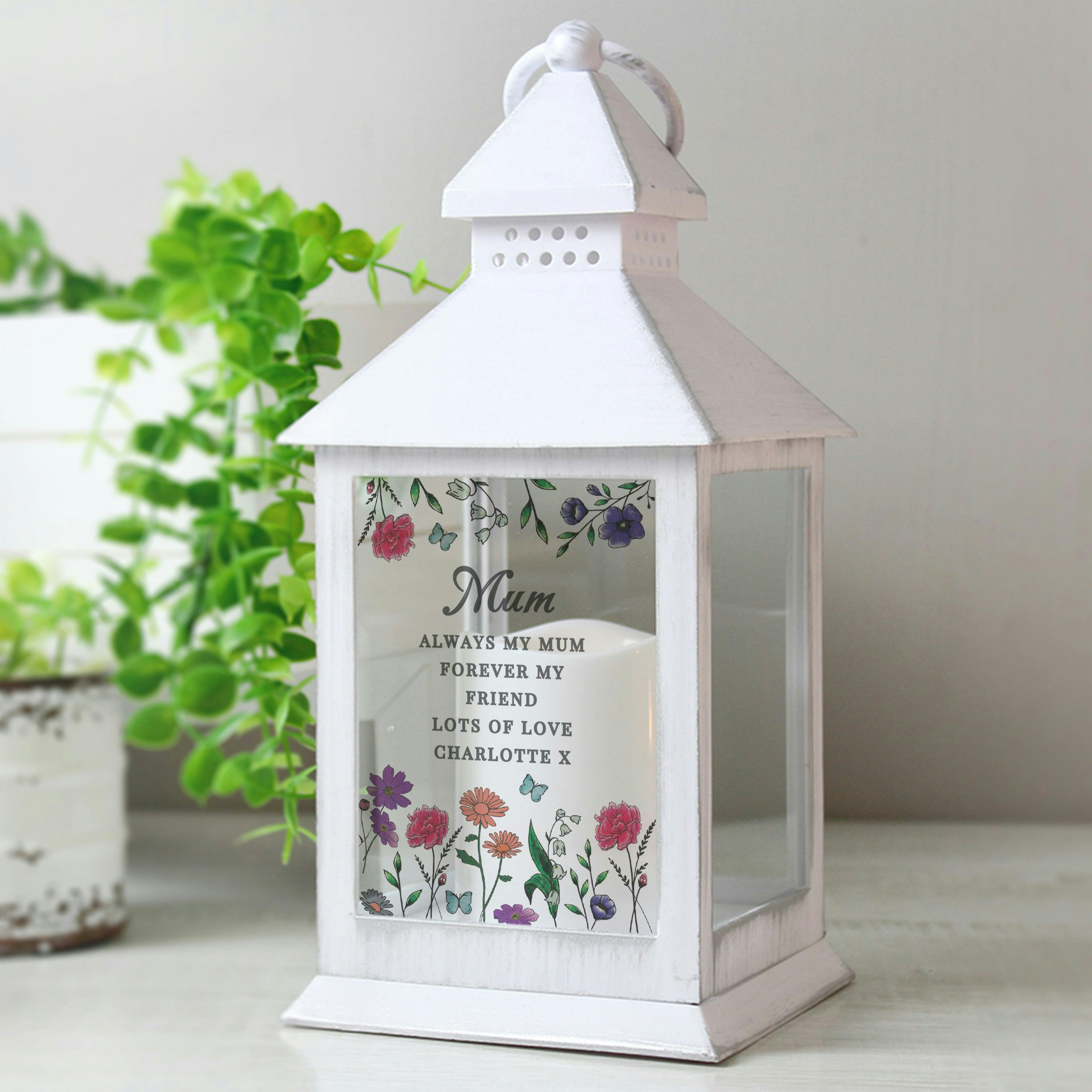 Rackhams Orange Personalised Wild Flowers Led Lantern