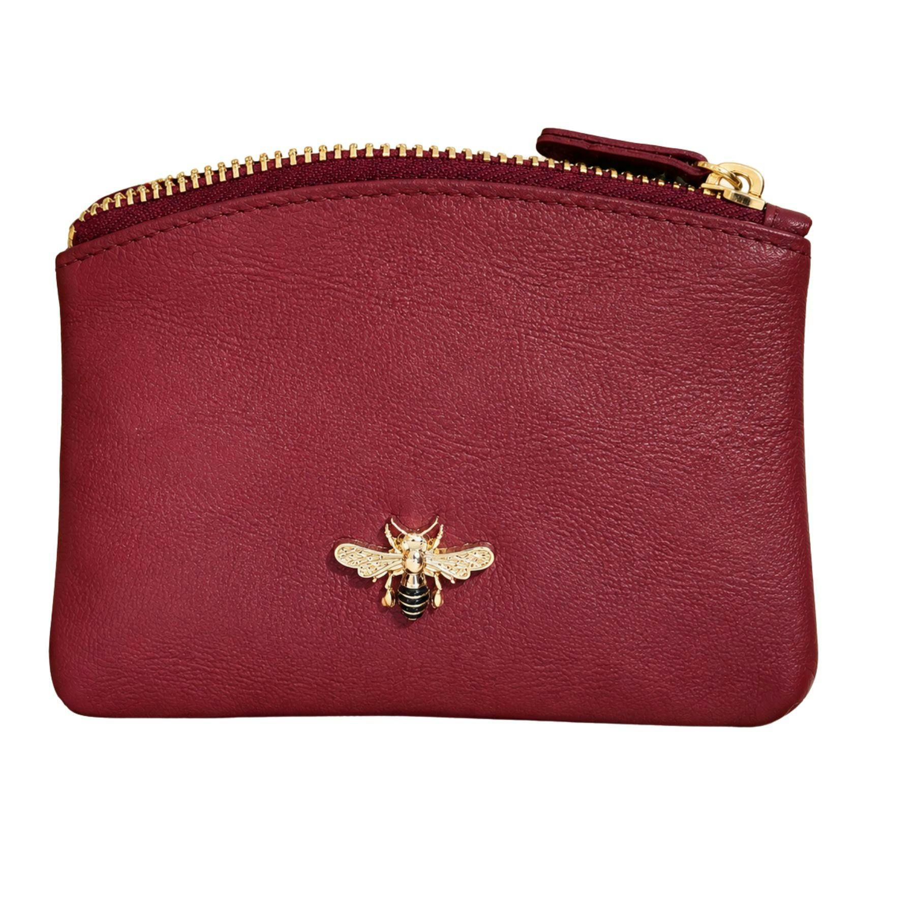 Love Emvy Red Bumble Bee Rfid Leather Coin & Card Purse With Gift Bag