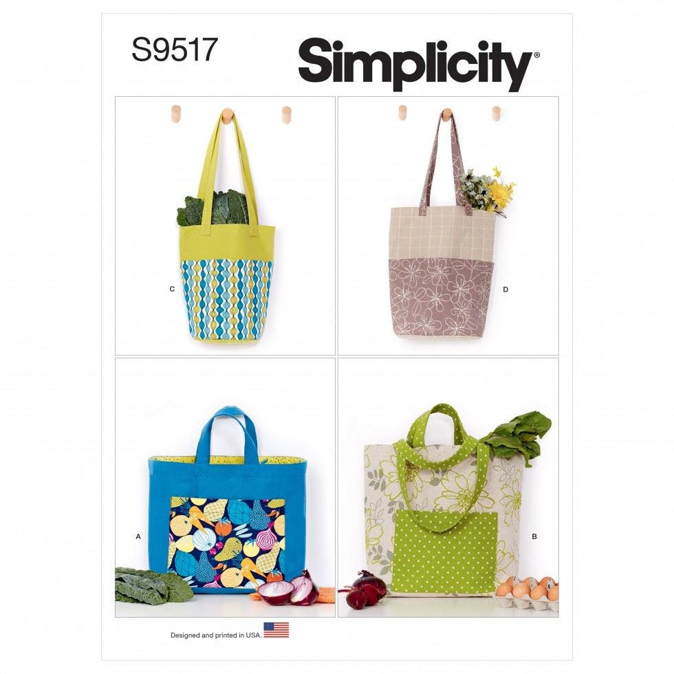 Simplicity Sewing Pattern 9517, Bags Os (One Size Only) - Easy - Os (One Size Only)