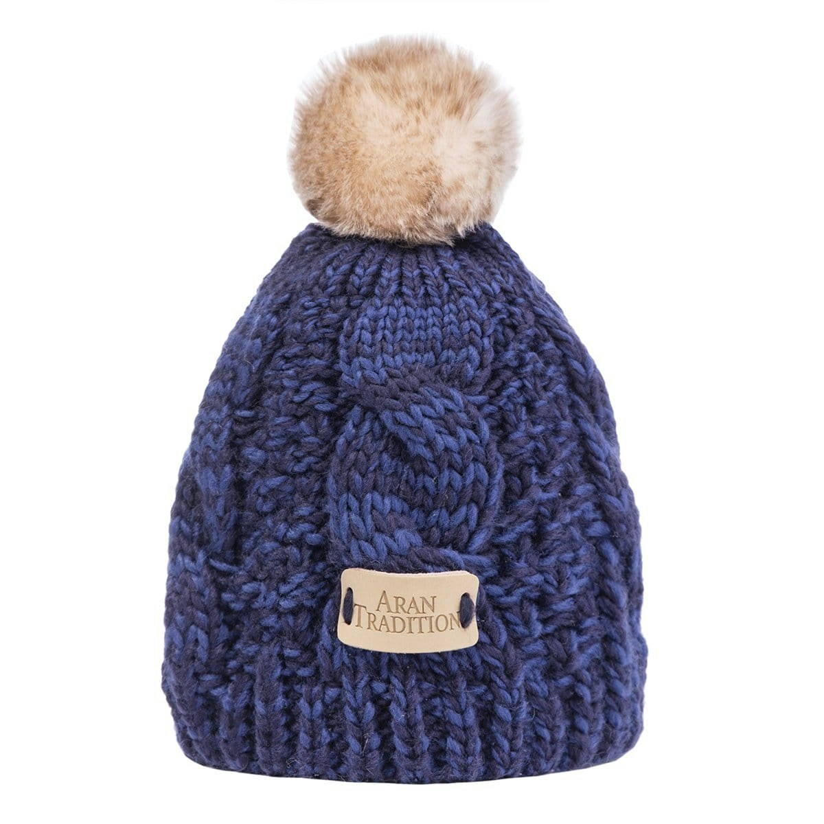 Aran Traditions Aran Junior Cable Tammy Hat - 7-9Yrs - Navy Mix