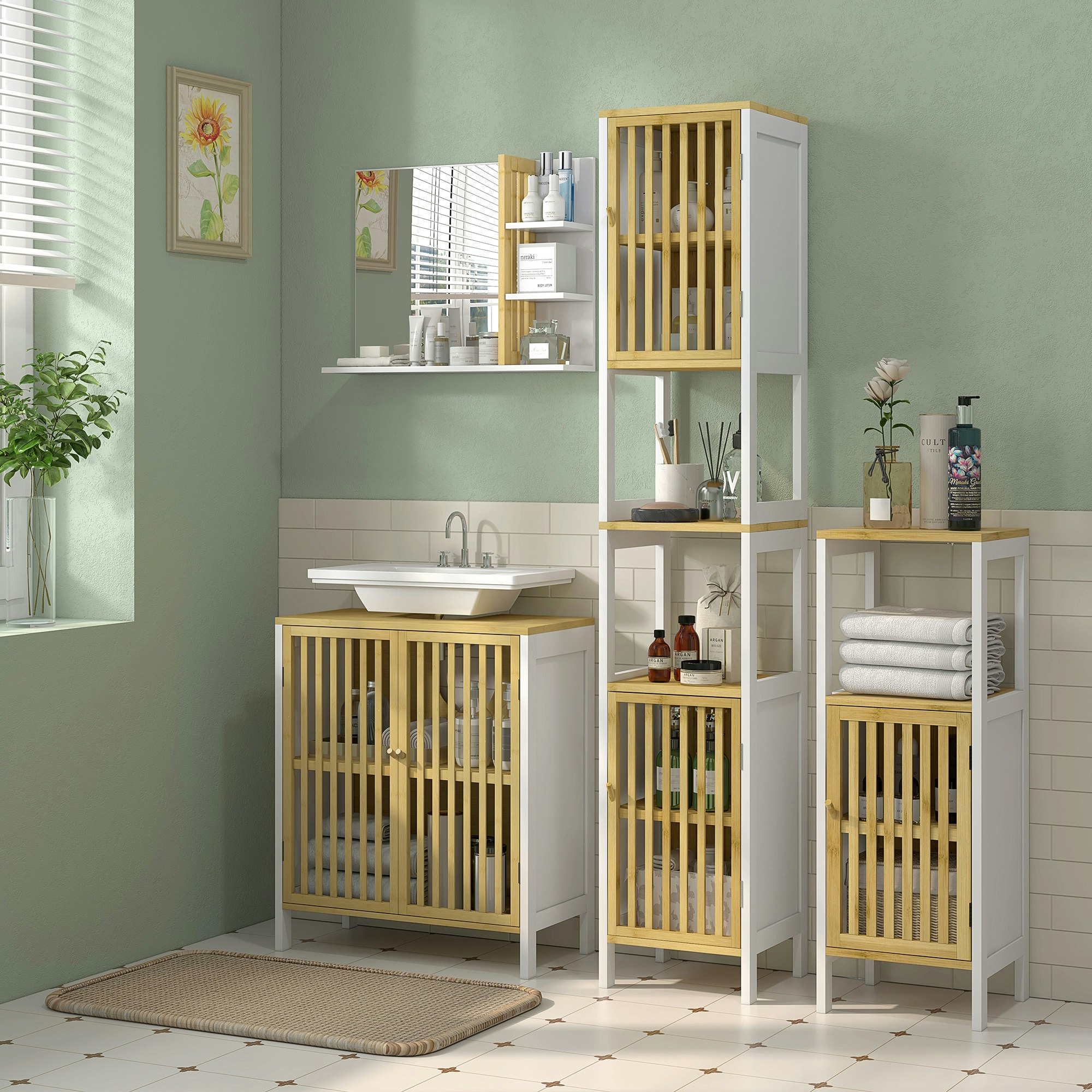 B&Q - Under Sink Bathroom CabinetSink Storage Cabinet With Slat Doors - Image 2