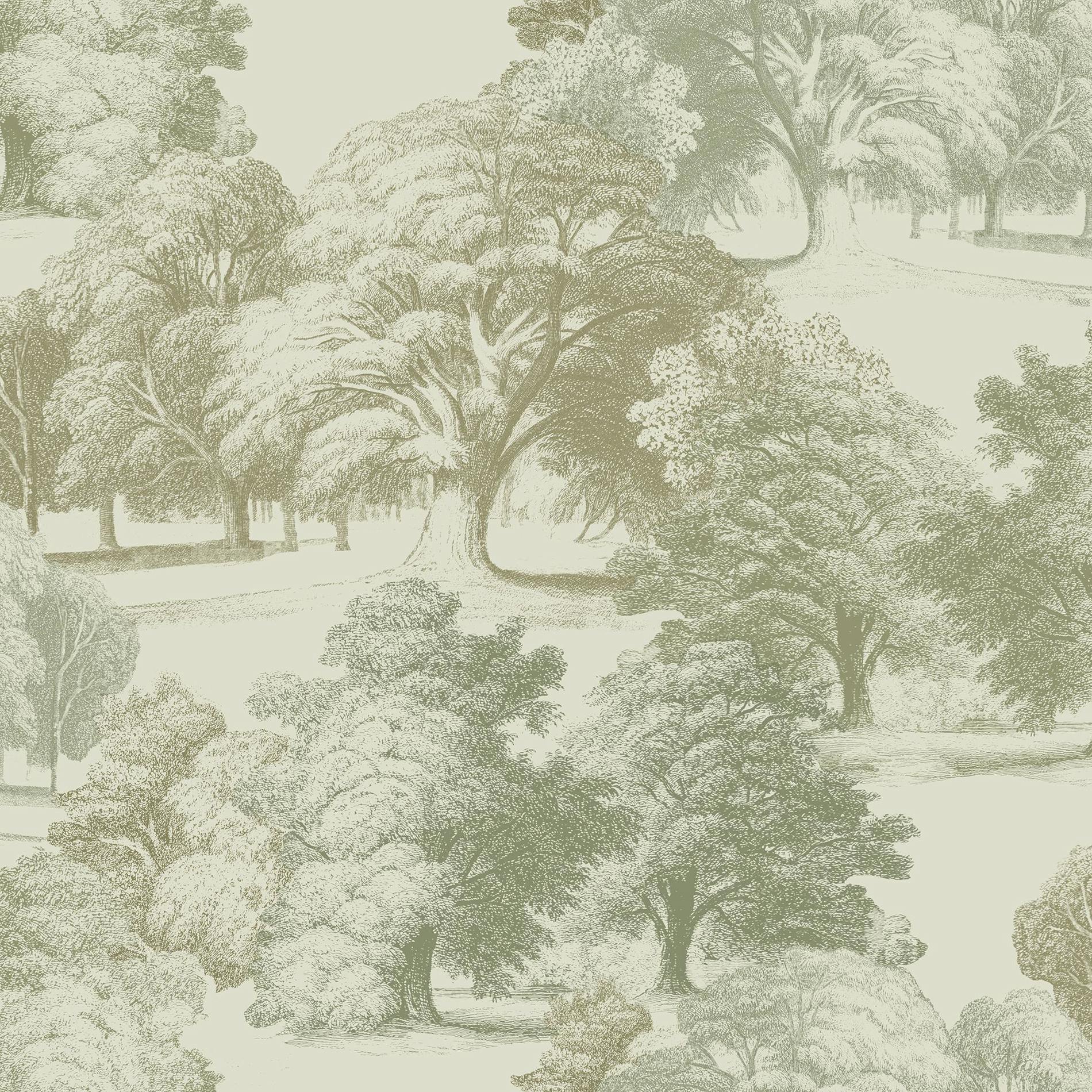 Rackhams Green Paul Moneypenny Belvoir Forest Toile Wallpaper For Grandeco