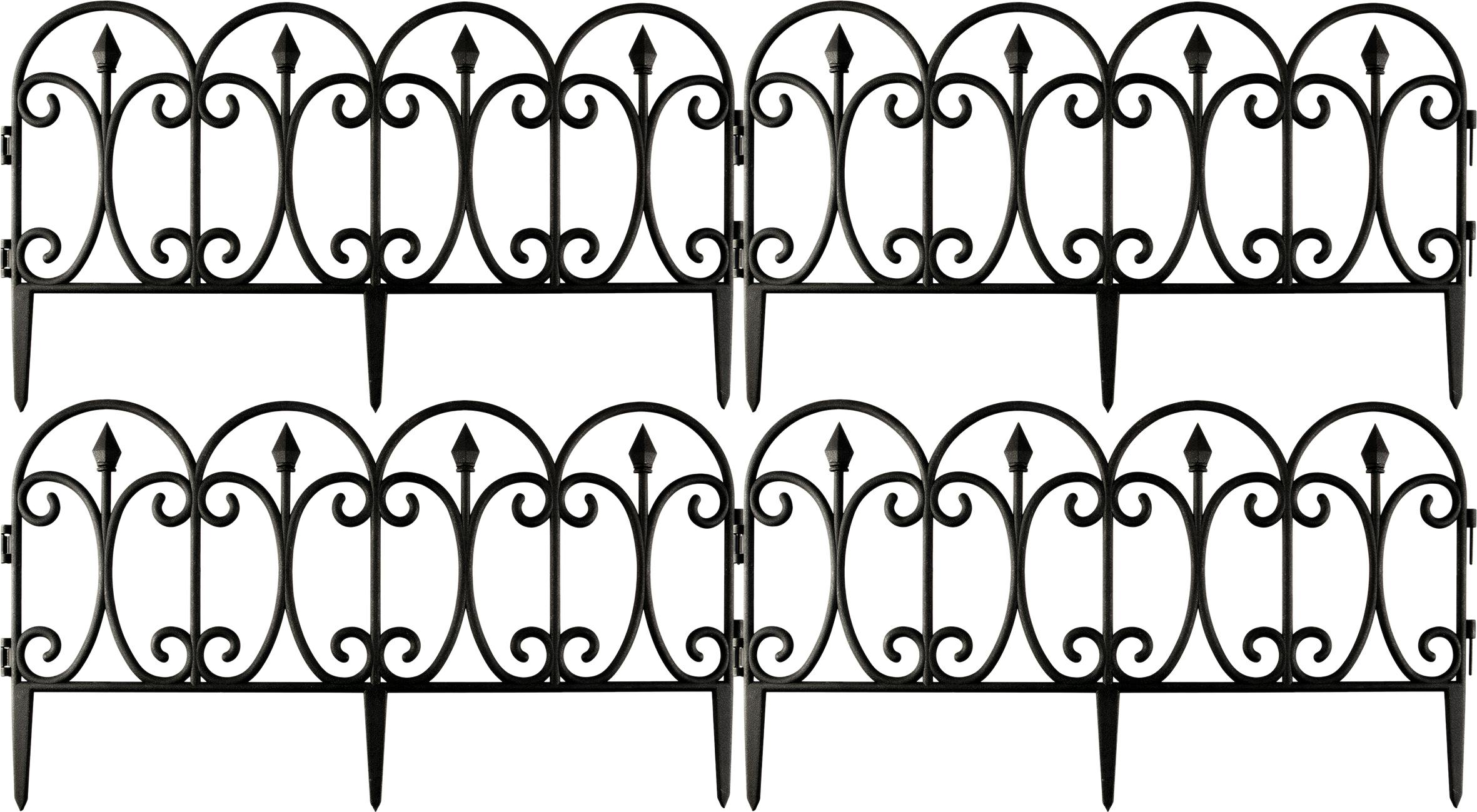 Rackhams Black Garden Edge Fence, (4 Pack)