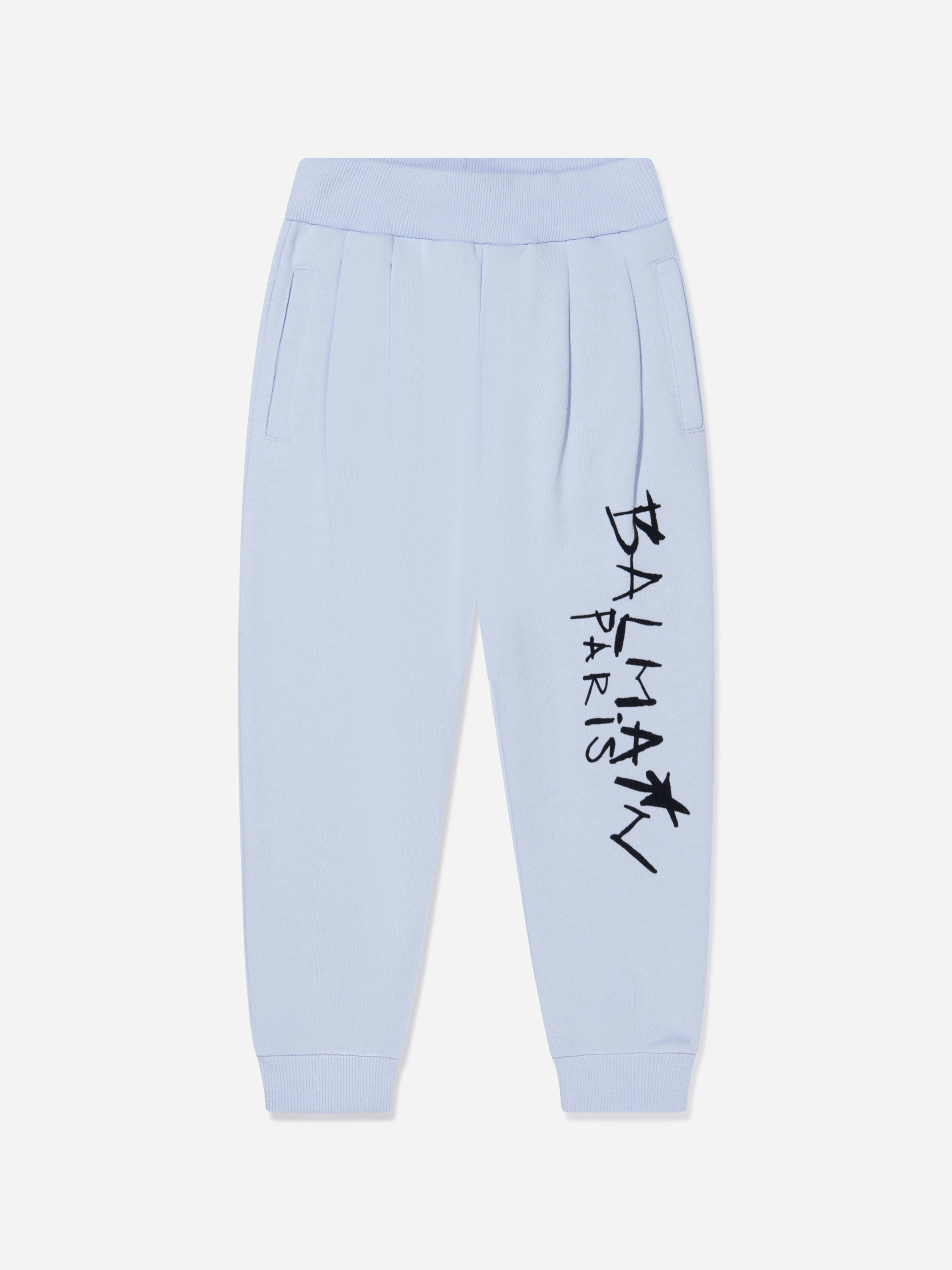 Balmain Boys Blue Logo Print Sweatpants - 8 Yrs