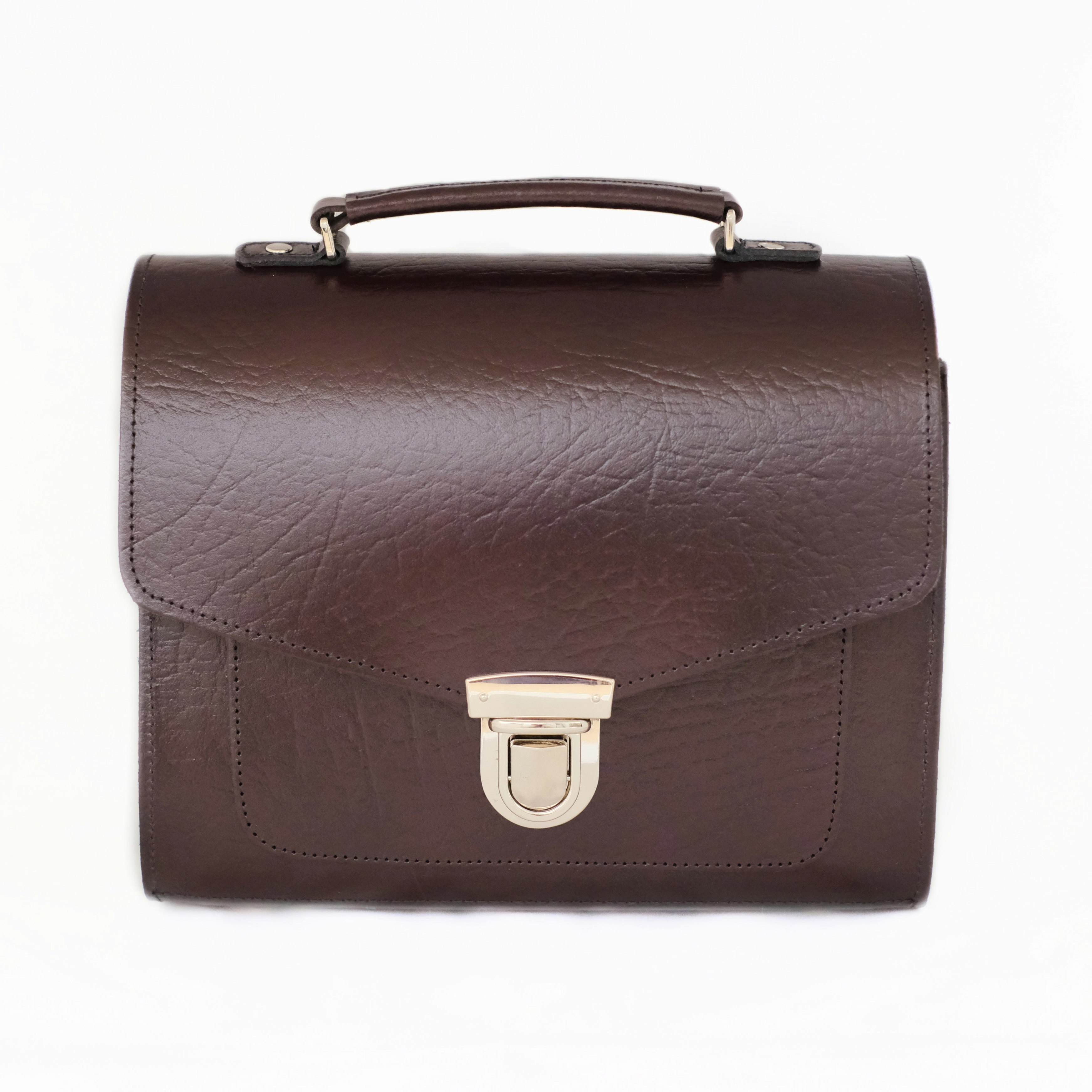 Zatchels Red Executive Handmade Leather Sugarcube Grande - Marsala