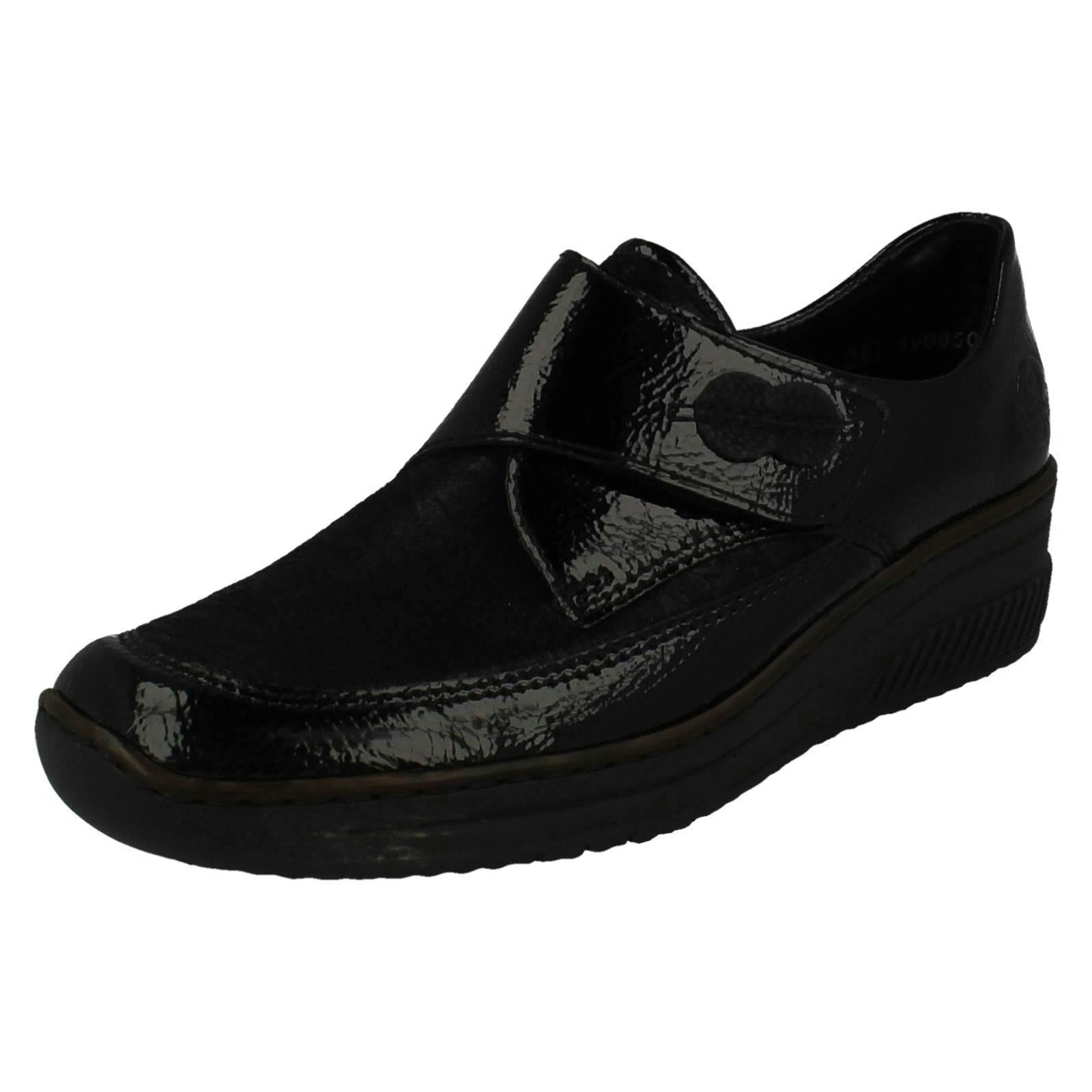 Rieker Women's Black Hook And Loop Shoes 487C0 - Uk 8