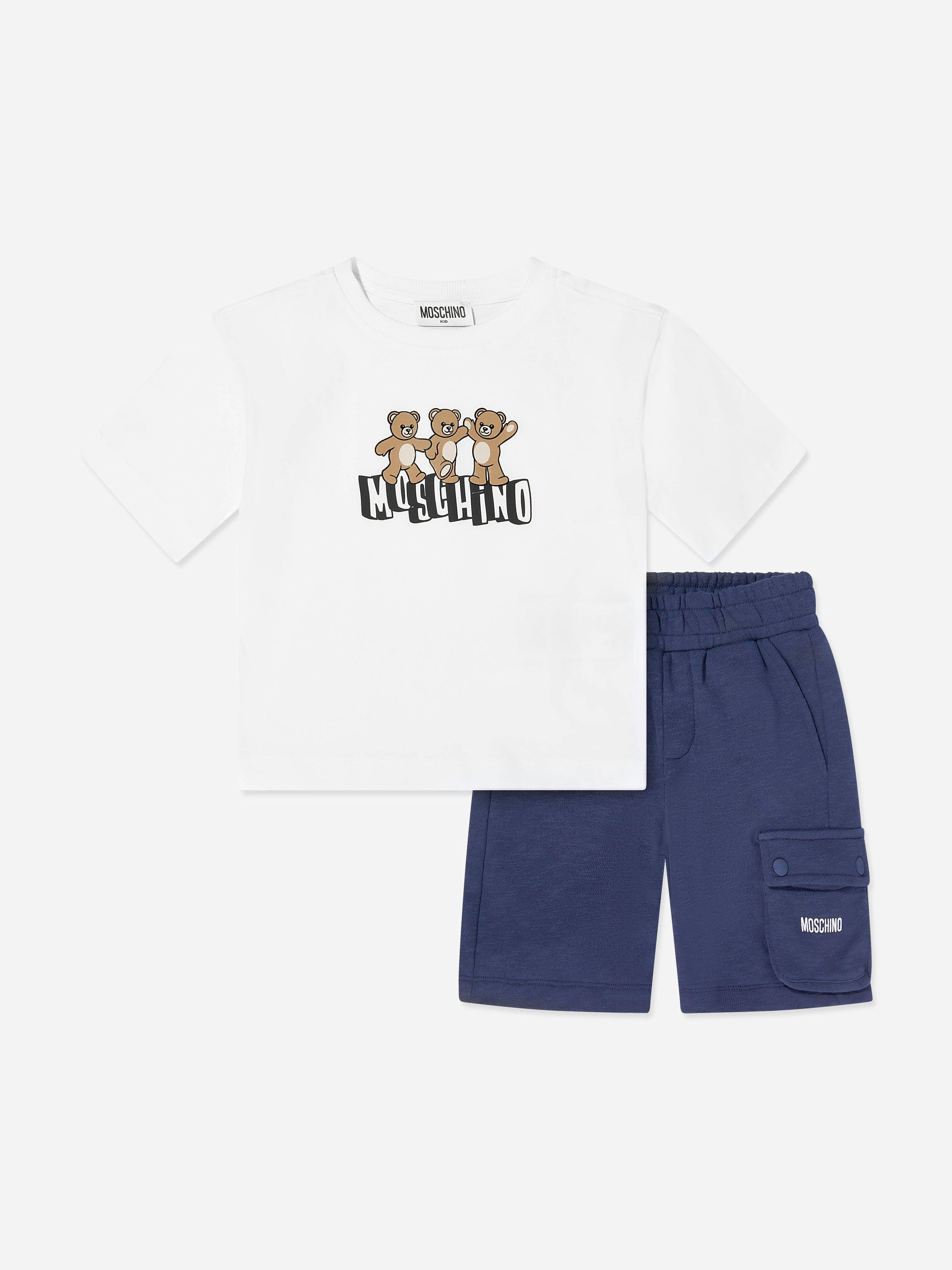 Moschino Kids Boys Moschino Teddy Bear Logo Short Set In Navy - Navy - 5 Yrs