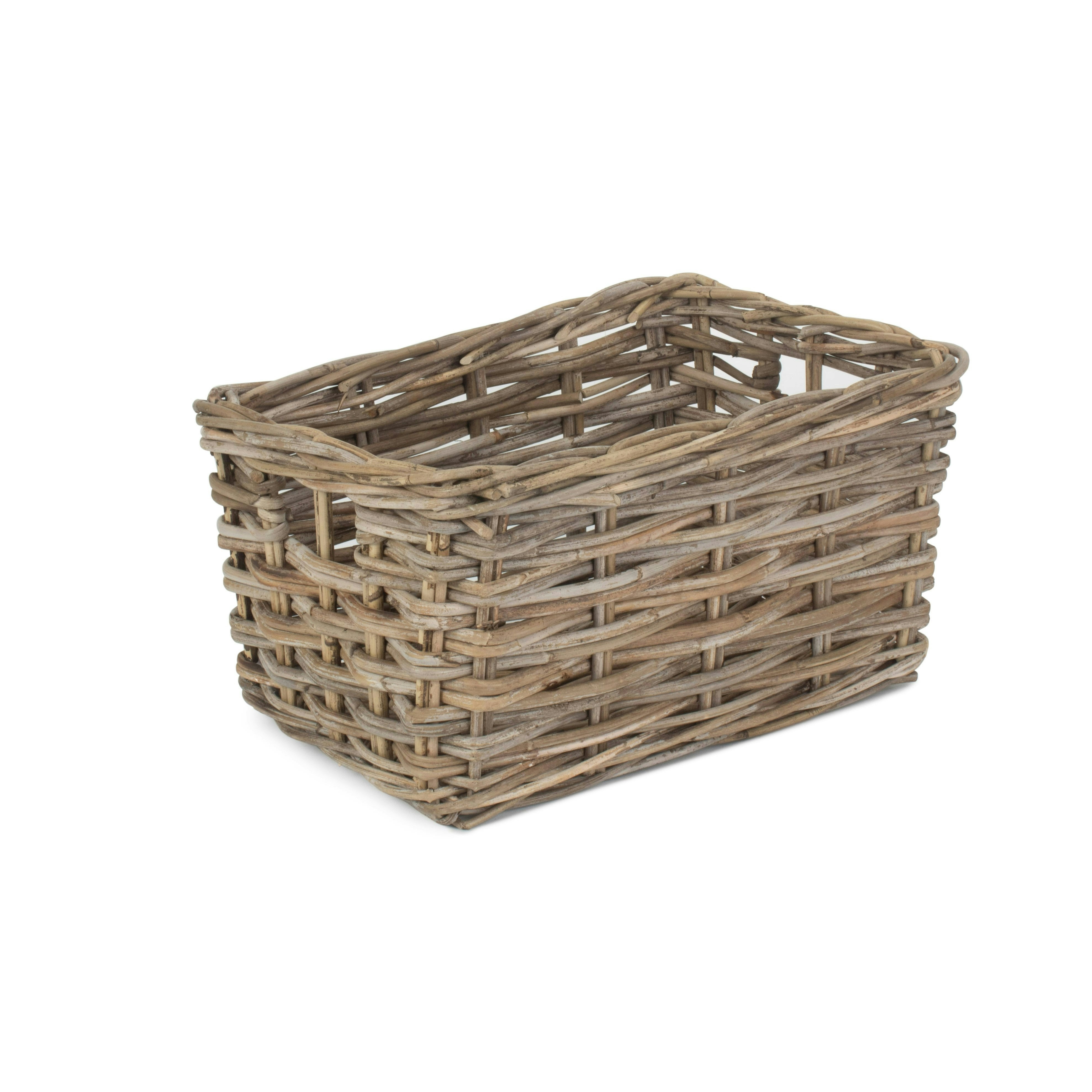 Rackhams Grey Rectangular Rattan Storage Baskets - Medium