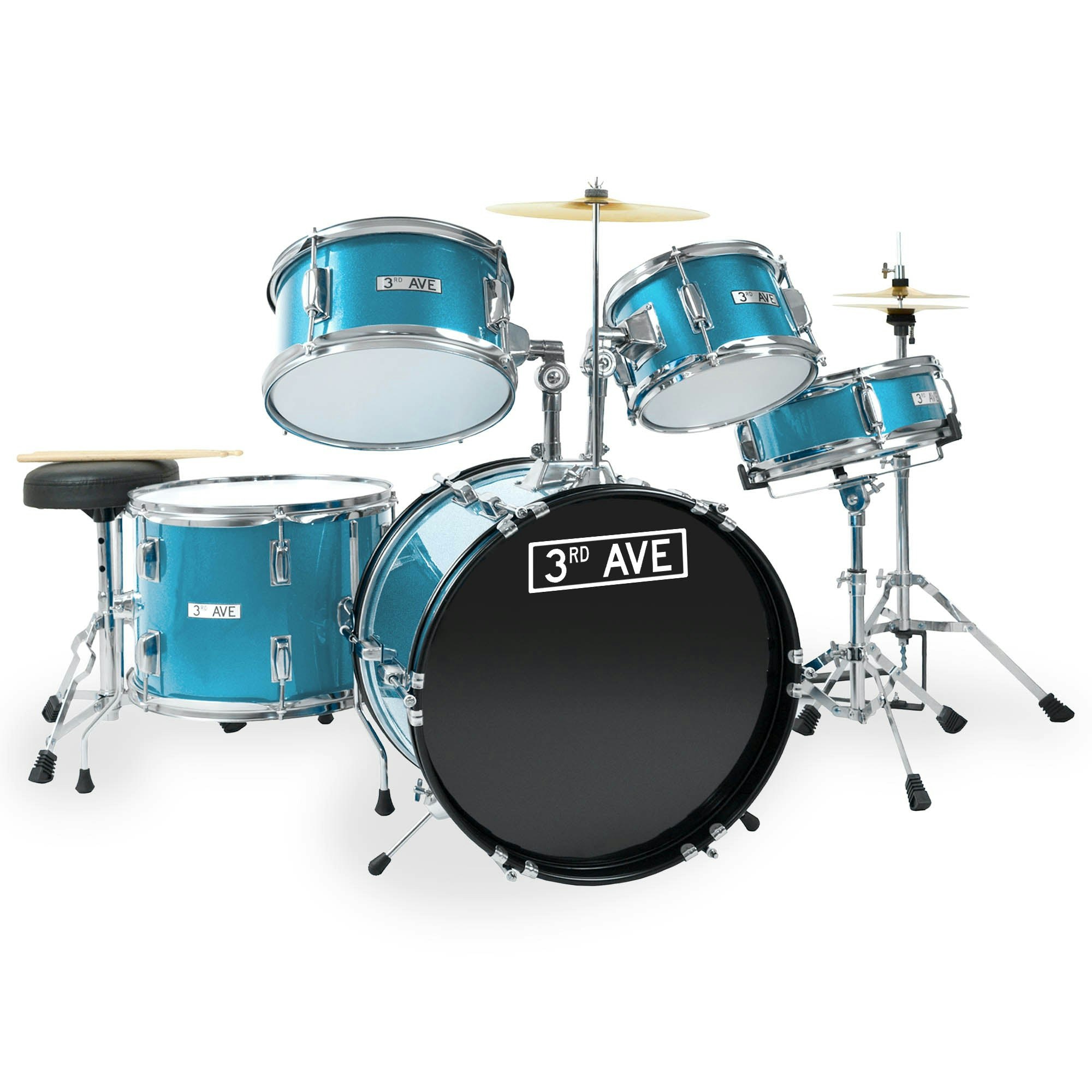 3Rd Avenue Blue 5 Piece Junior Drum Kit