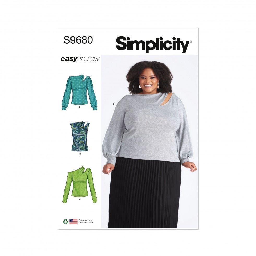 Simplicity Women's Sewing Pattern 9680, Tops For W2 (20W-22W-24W-26W-28W) - Easy - W2 (20W-22W-24W-26W-28W)