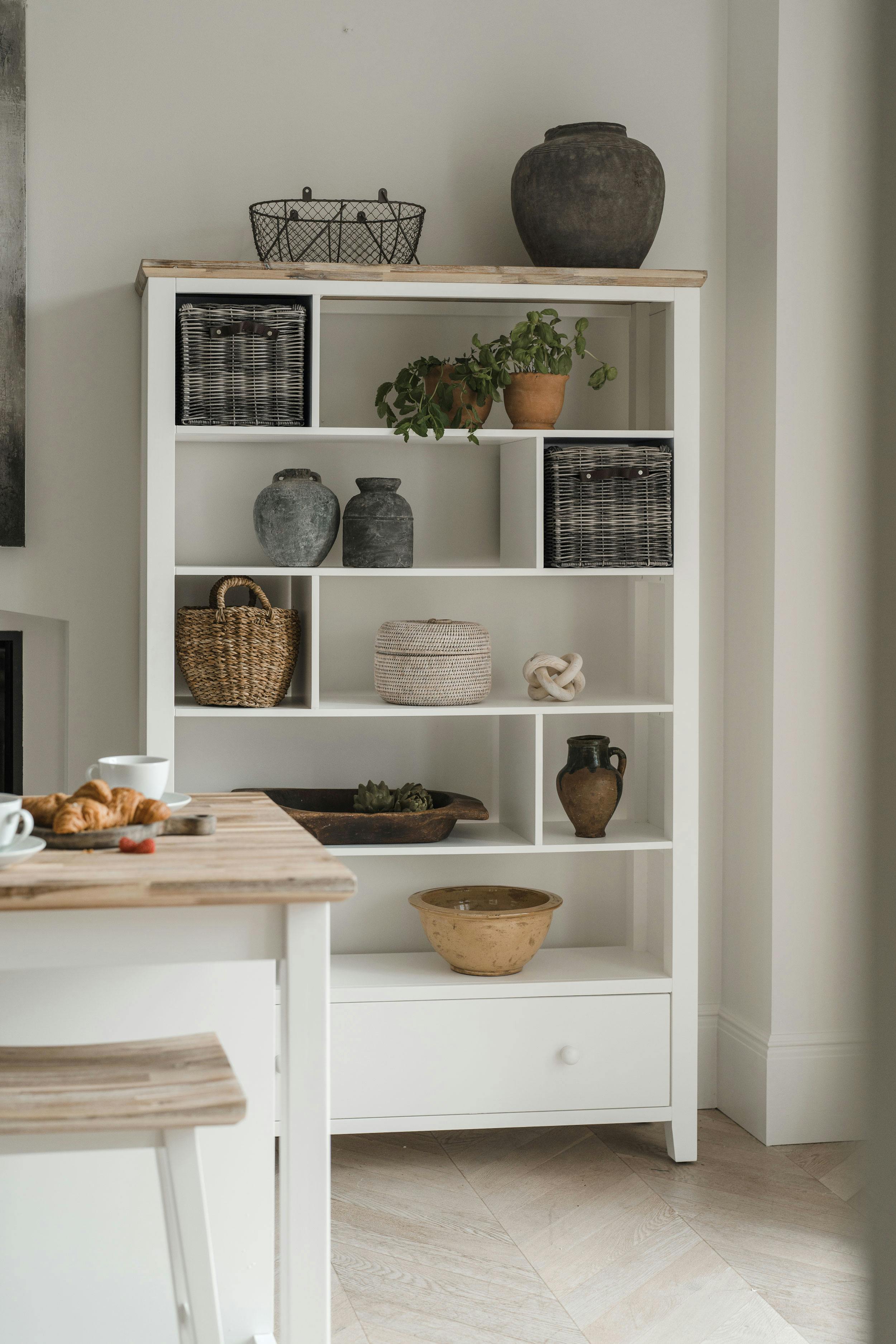 Statement Furniture White Florence Room Divider Shelving Storage With Drawer, Fully Assembled