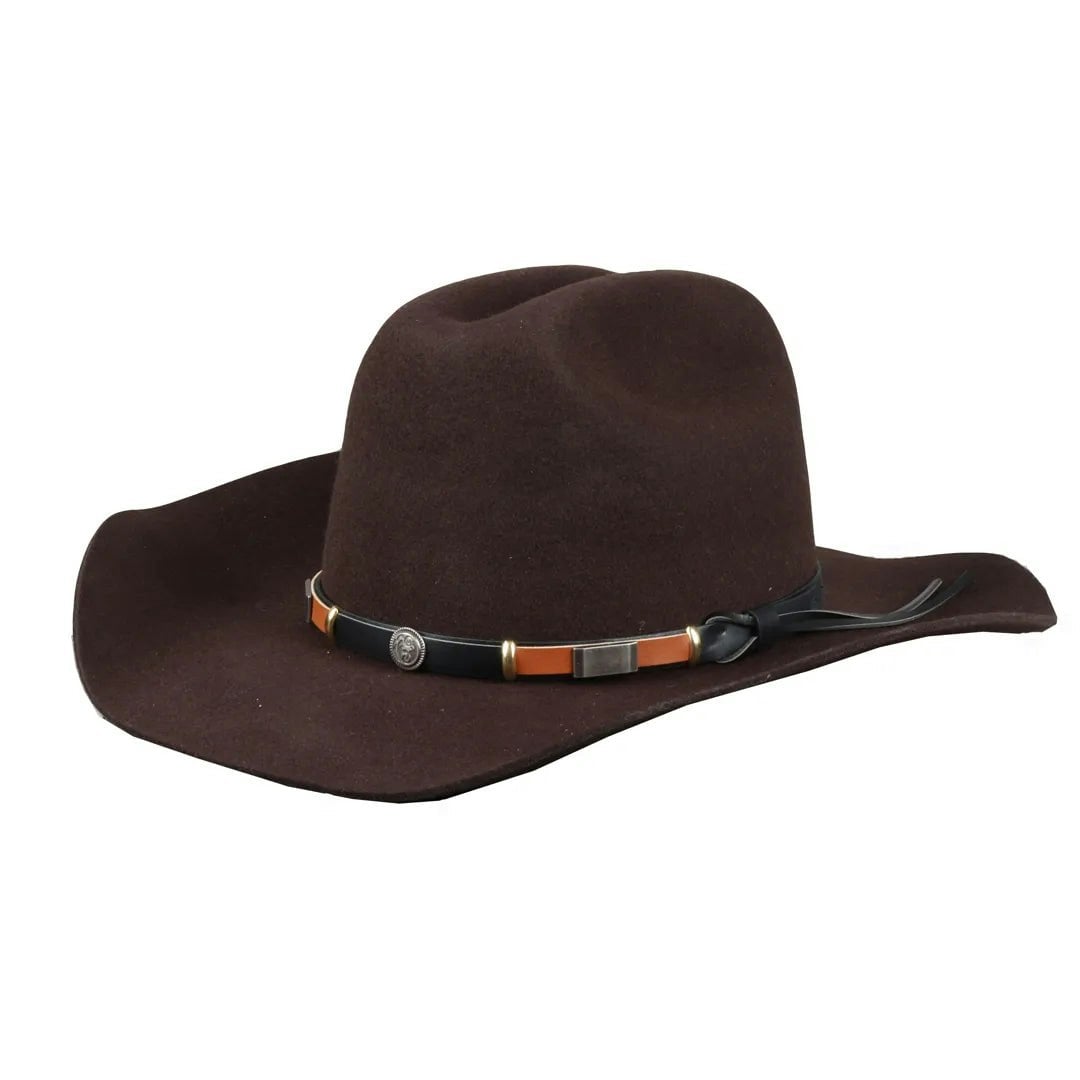 Truclothing Men's Brown 100% Wool Felt Wide Brim Cowboy Hat - Medium