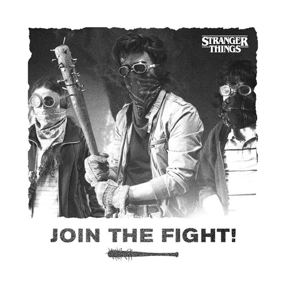 Stranger Things Black/White Join The Fight Framed Canvas Print - 40Cm X 40Cm