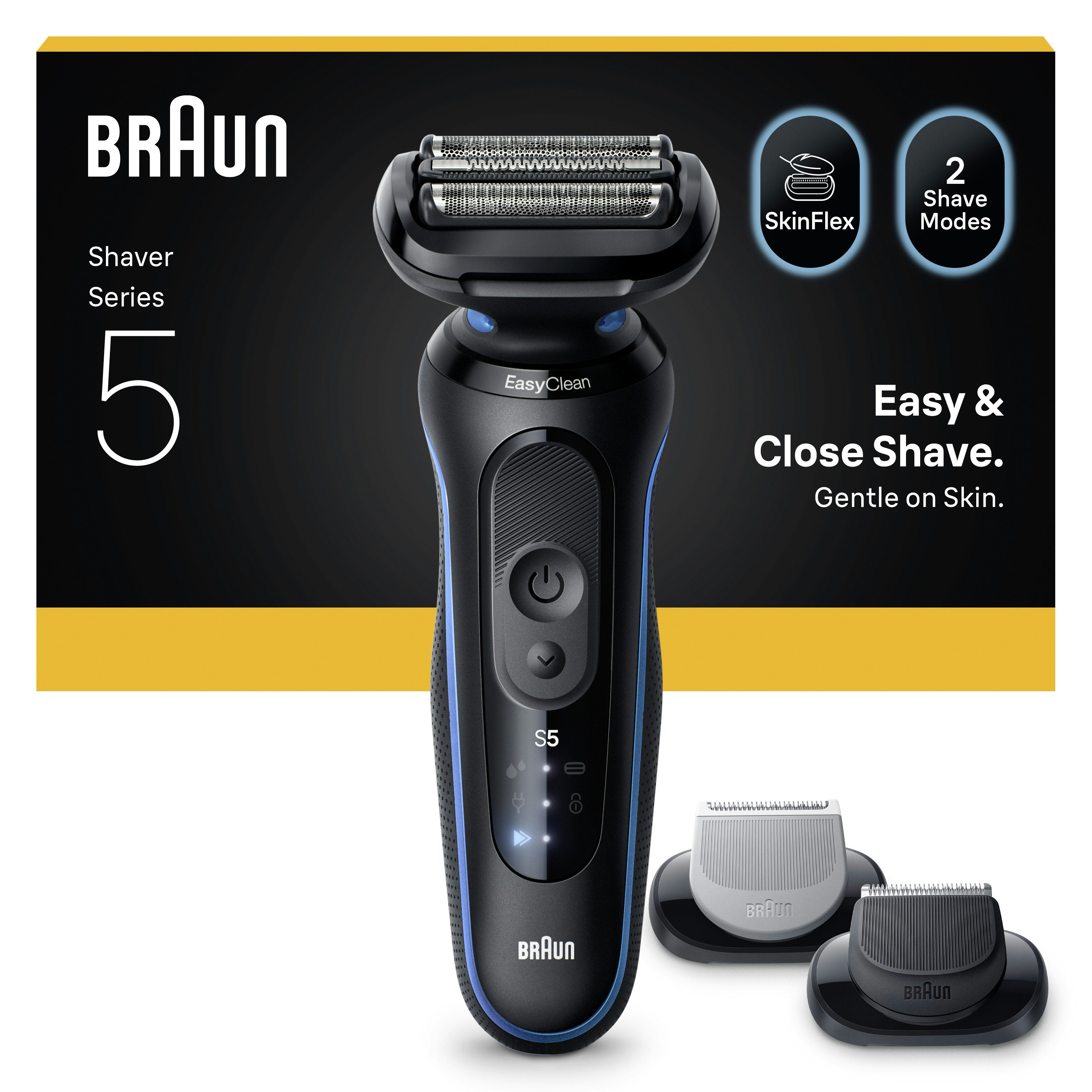 Braun Blue Series 5 52-B1650s Electric Shaver, Up To 50 Min, +2 Attachments