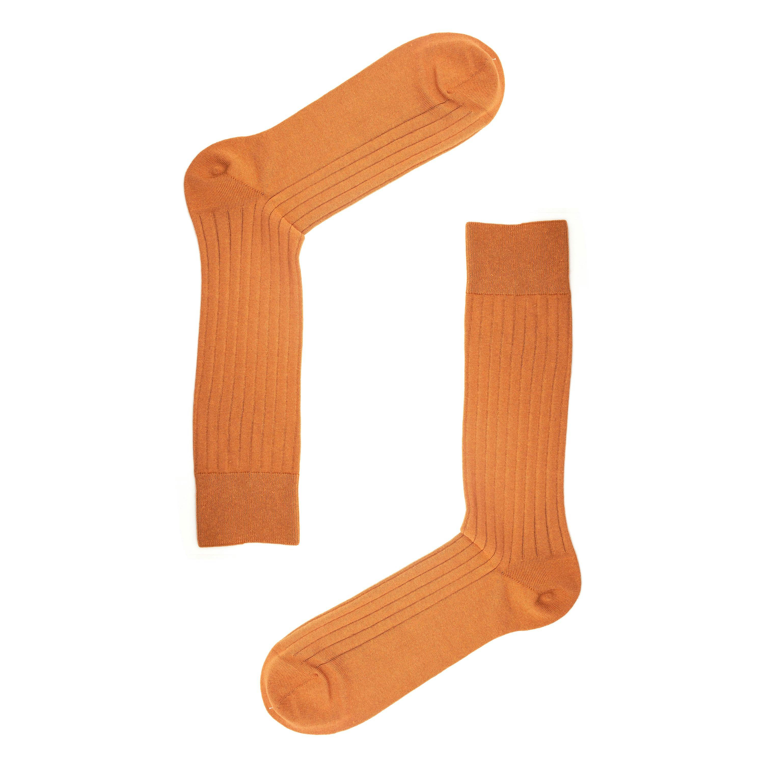 Jemsox Men's Orange Clay Recycled Rib ’S Socks | Eco-Friendly & Stylish - Large / Eur 43-46 / Uk 9-11