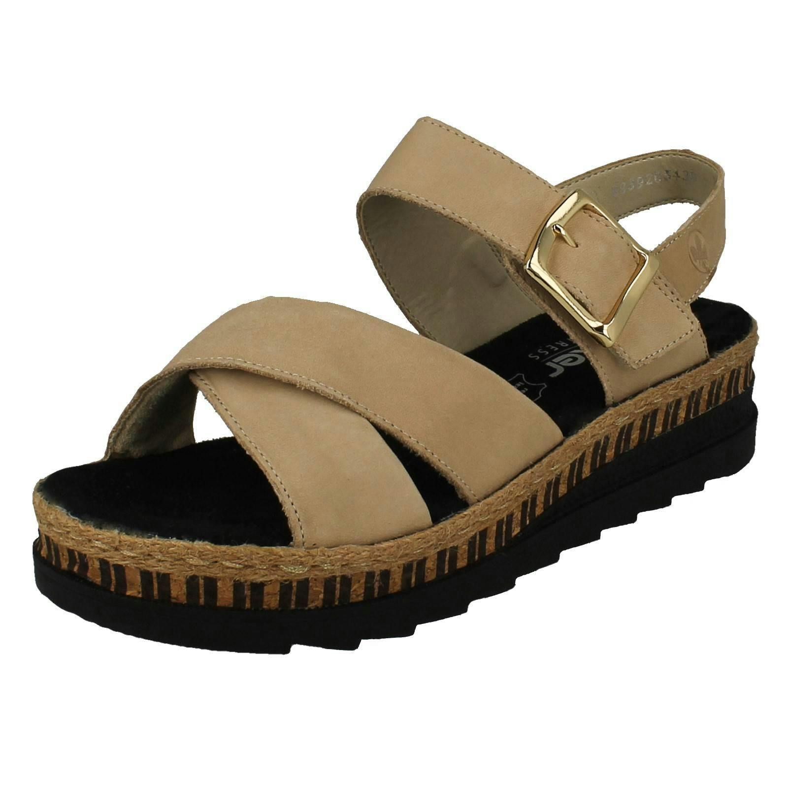 Rieker Women's Beige Hook And Loop Sandals V7951 - Uk 4