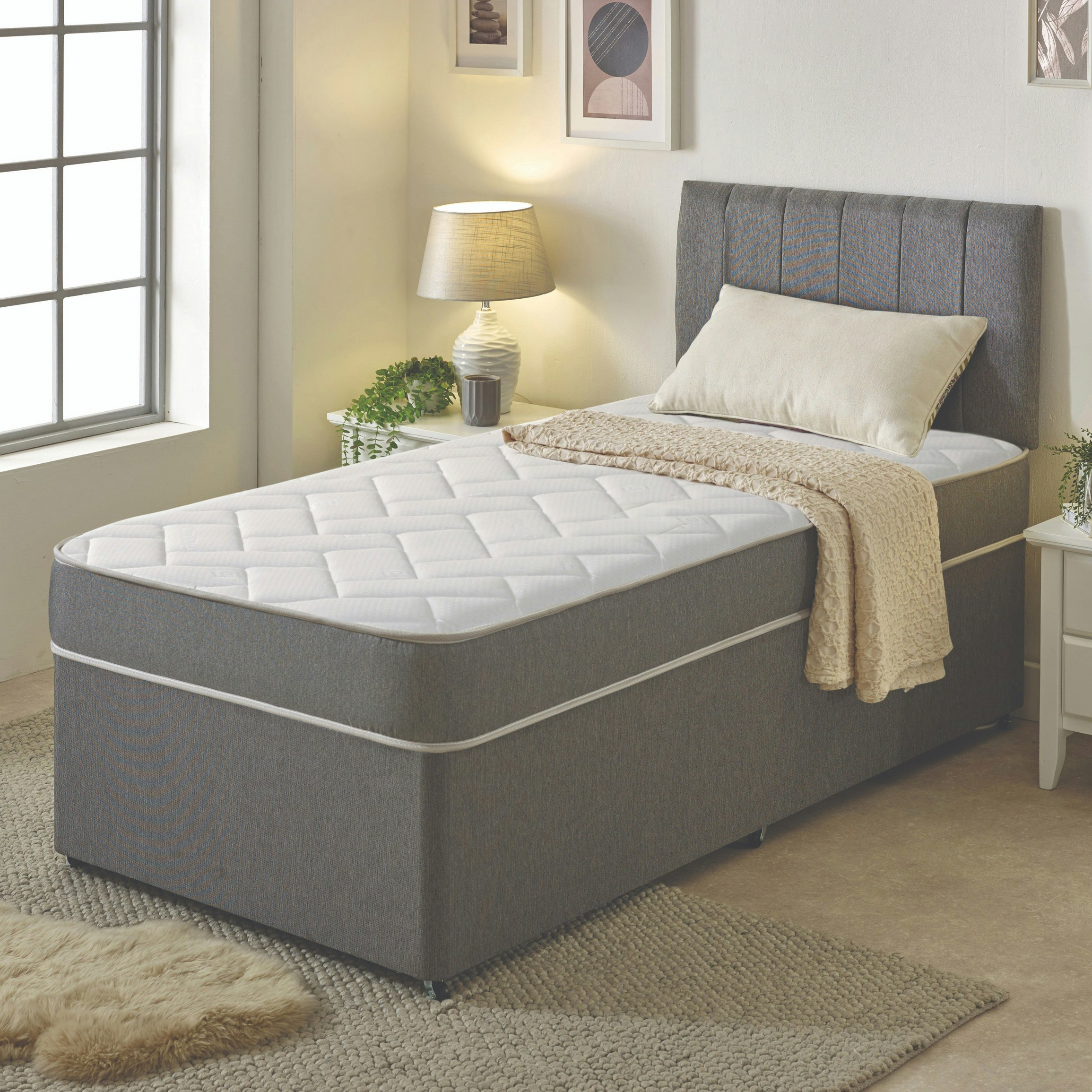 Starlight Beds Grey Brick Hybrid Mattress - 19Cm Deep, Soft Firmness - 1 - 5Ft King Mattress Mattress (150Cm X 200Cm)