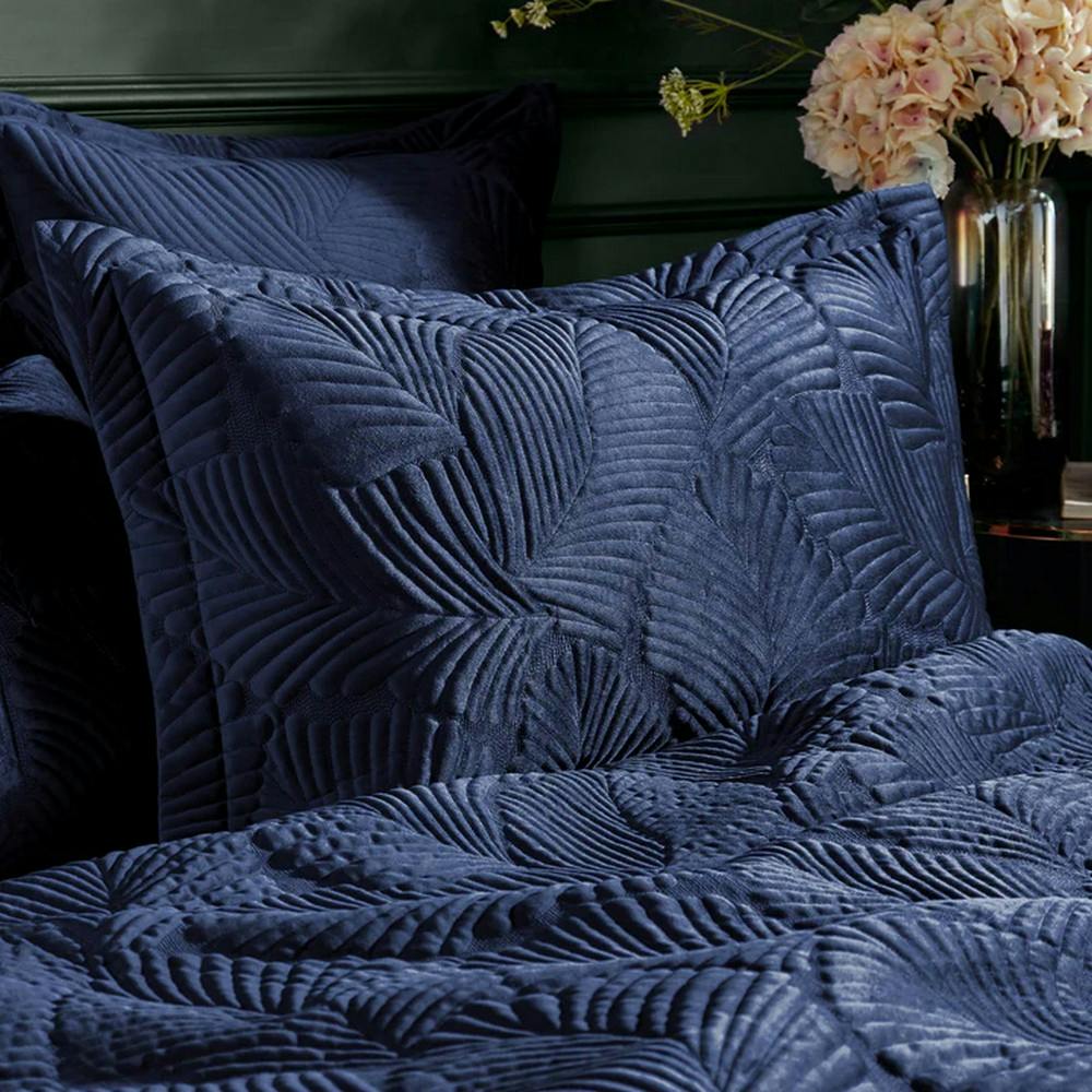 Paoletti Palmeria Contemporary Oxford Pillowcase - Navy - 50Cm X 75Cm - Navy - 100% Mixed